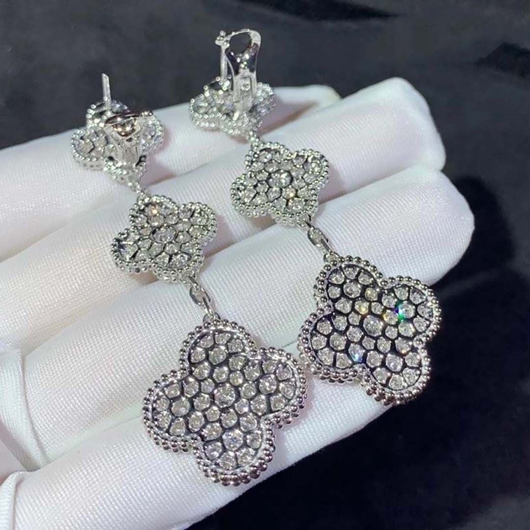 van cleef arpels 18k white gold full diamond 3 motifs magic alhambra earrings vcarn9mr00 6