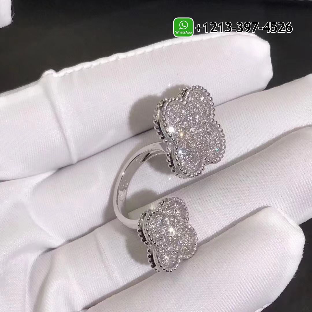 Van-Cleef-Arpels-18K-White-Gold-Full-Pave-Diamond-Magic-Alhambra-Between-the-Finger-Ring-VCARN9WT00-1.jpg Custom Made Best Quality 1:1 Van Cleef & Arpels 18K White Gold Full Pave Diamond Magic Alhambra Between the Finger Ring - High Quality 18k Gold and Diamond Luxury Distinctive Collection Designer Jewelry Customized Factory Price - Image 2