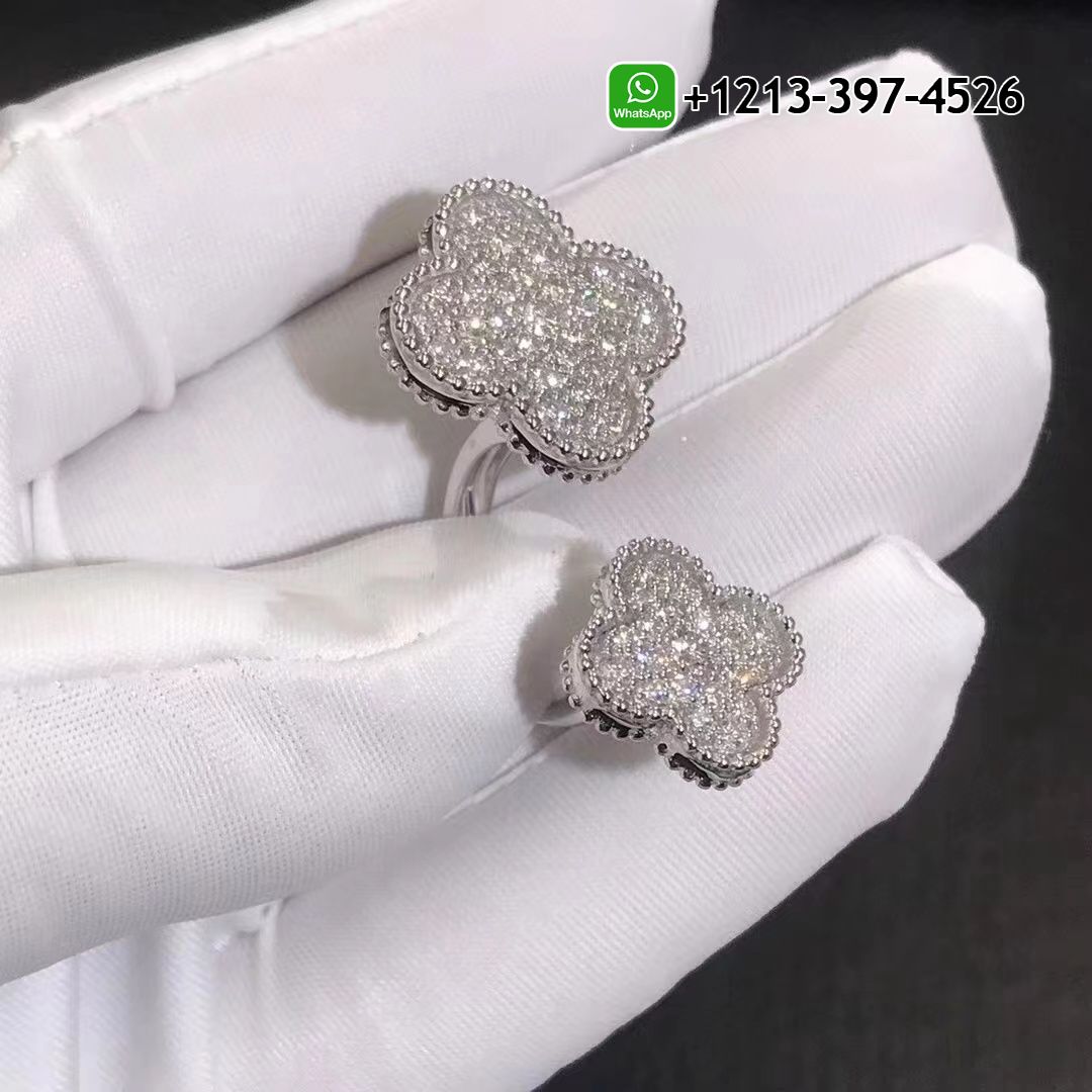 Van-Cleef-Arpels-18K-White-Gold-Full-Pave-Diamond-Magic-Alhambra-Between-the-Finger-Ring-VCARN9WT00-2.jpg Custom Made Best Quality 1:1 Van Cleef & Arpels 18K White Gold Full Pave Diamond Magic Alhambra Between the Finger Ring - High Quality 18k Gold and Diamond Luxury Distinctive Collection Designer Jewelry Customized Factory Price - Image 3
