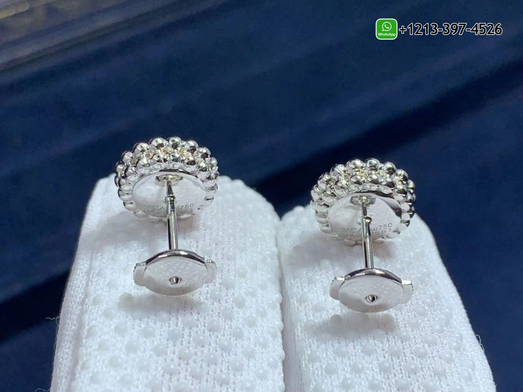 Van-Cleef-Arpels-18K-White-Gold-Perlee-Diamond-Earrings-VCARO9PF00-1.jpg Custom Made Best Quality 1:1 Cheap Van Cleef & Arpels 18K White Gold Perlée Diamond Earrings - High Quality 18k Gold and Diamond Luxury Distinctive Collection Designer Jewelry Customized Factory Price - Image 2
