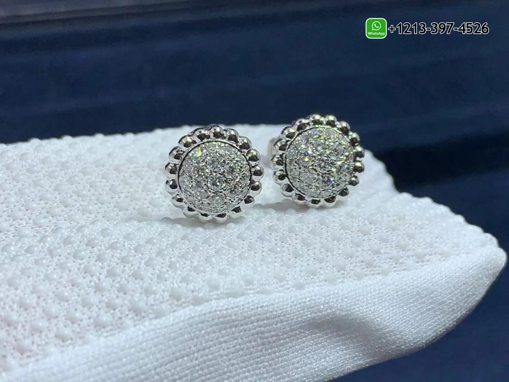 Van-Cleef-Arpels-18K-White-Gold-Perlee-Diamond-Earrings-VCARO9PF00-2.jpg Custom Made Best Quality 1:1 Cheap Van Cleef & Arpels 18K White Gold Perlée Diamond Earrings - High Quality 18k Gold and Diamond Luxury Distinctive Collection Designer Jewelry Customized Factory Price - Image 3