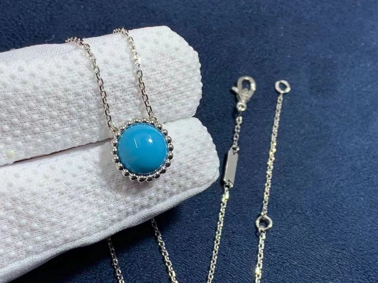 van cleef arpels 18k white gold turquoise perlee couleurs pendant necklace vcarp4dn00 6