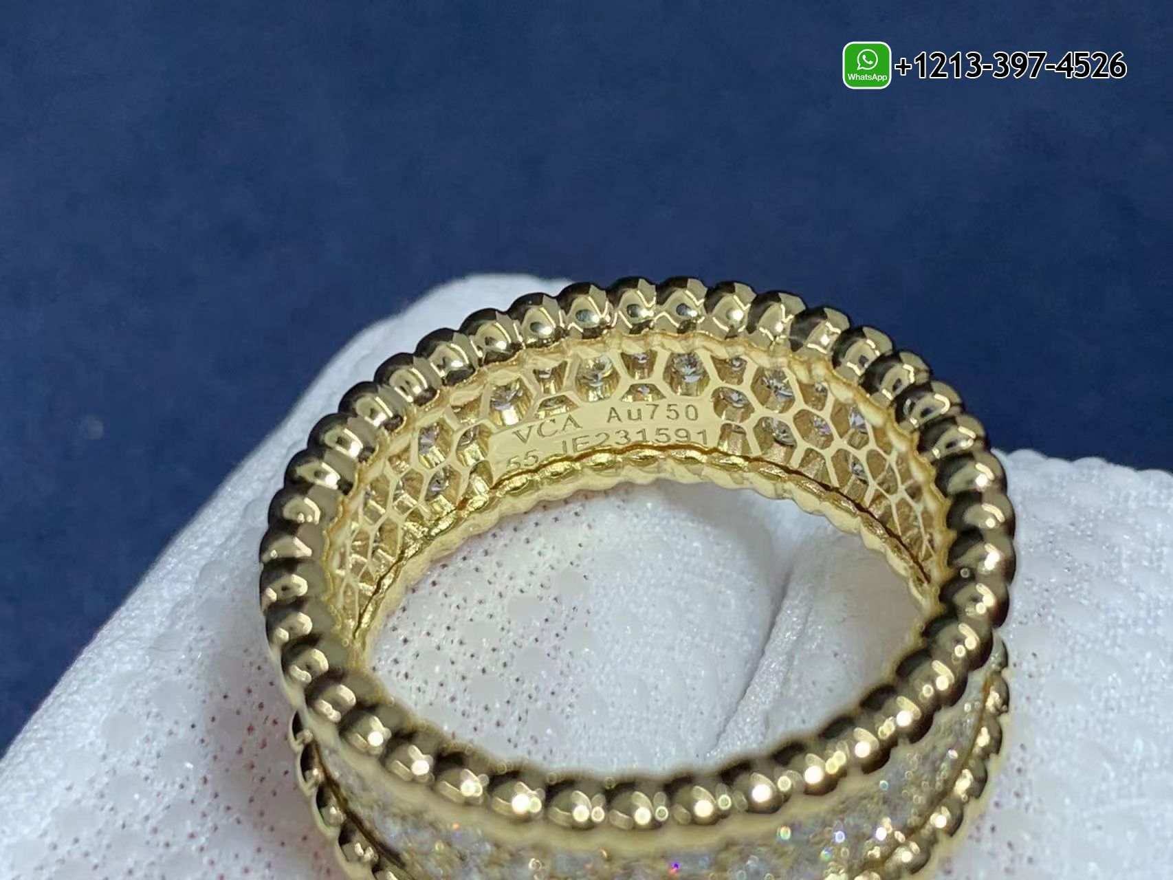 Van-Cleef-Arpels-18K-Yellow-Gold-3-Rows-Perlee-Diamonds-Ring-VCARO3Y900-3.jpg Custom Made Best Quality 1:1 Copy Van Cleef & Arpels 18K Yellow Gold 3 Rows Perlée Diamonds Ring - High Quality 18k Gold and Diamond Luxury Distinctive Collection Designer Jewelry Customized Factory Price - Image 4