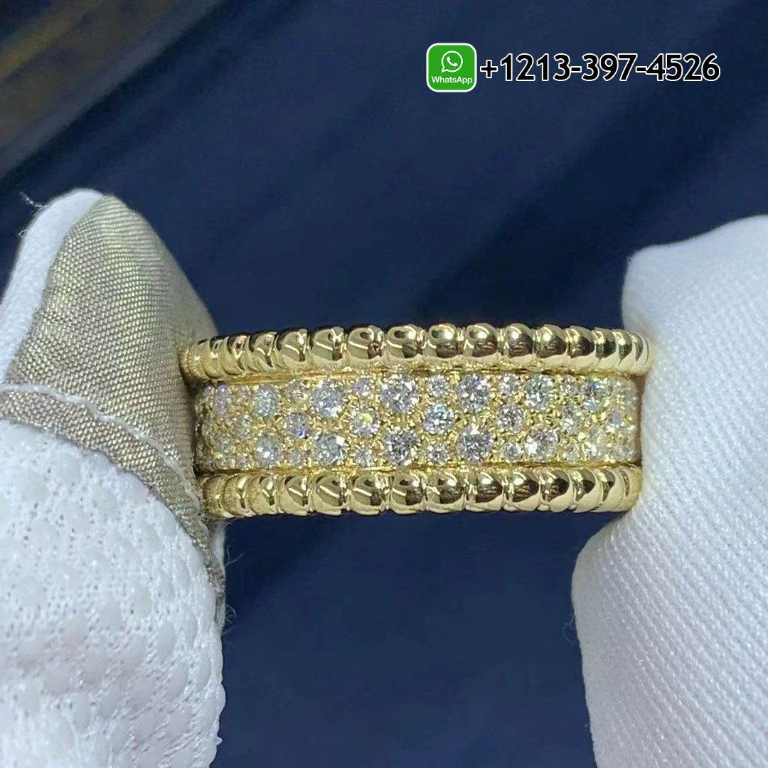 Van Cleef Arpels 18K Yellow Gold 3 Rows Perlee Diamonds Ring VCARO3Y900
