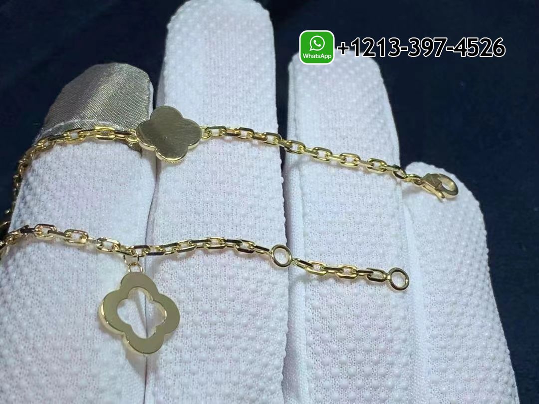 Van-Cleef-Arpels-18K-Yellow-Gold-Byzantine-Alhambra-Bracelet-VCARD39600-4.jpg Van Cleef & Arpels 18K Yellow Gold Byzantine Alhambra Bracelet VCARD39600 - High Quality 18k Gold and Diamond Luxury Distinctive Collection Designer Jewelry Customized Factory Price - Image 5