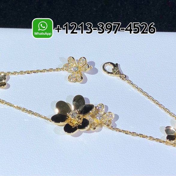 Van-Cleef-Arpels-18K-Yellow-Gold-Diamond-Frivole-5-Flowers-Bracelet-VCARP3W400-2.jpg 100% same as original Van Cleef & Arpels - High Quality 18k Gold and Diamond Luxury Distinctive Collection Designer Jewelry Customized Factory Price - Image 3