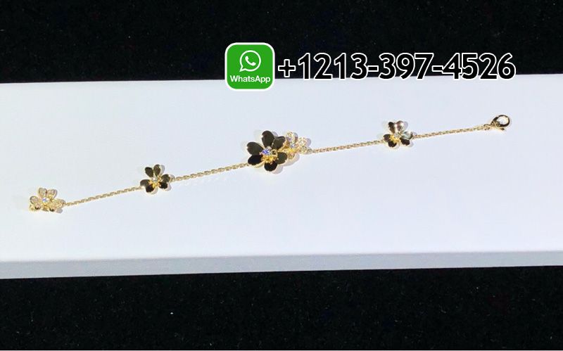 Van-Cleef-Arpels-18K-Yellow-Gold-Diamond-Frivole-5-Flowers-Bracelet-VCARP3W400-4.jpg 100% same as original Van Cleef & Arpels - High Quality 18k Gold and Diamond Luxury Distinctive Collection Designer Jewelry Customized Factory Price - Image 5