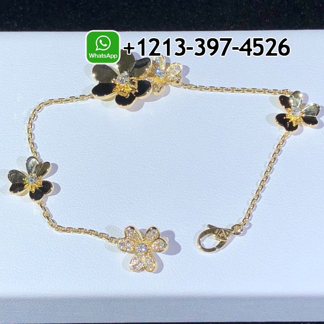 Van-Cleef-Arpels-18K-Yellow-Gold-Diamond-Frivole-5-Flowers-Bracelet-VCARP3W400.jpg 100% same as original Van Cleef & Arpels - High Quality 18k Gold and Diamond Luxury Distinctive Collection Designer Jewelry Customized Factory Price
