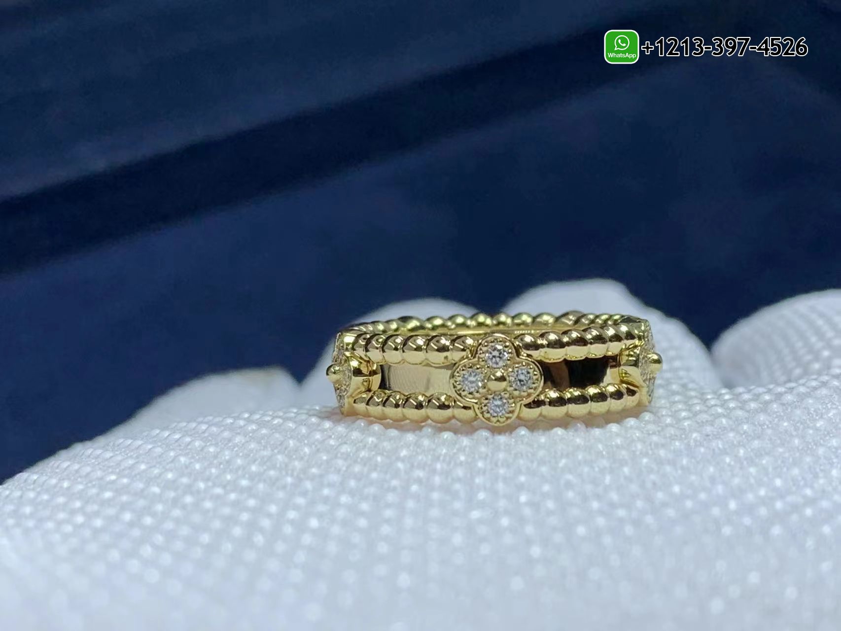 Van-Cleef-Arpels-18K-Yellow-Gold-Diamond-Sweet-Perlee-Clovers-Ring-VCARPJMZ00-5.jpg Best Sellers 1:1 Quality Cheap Custom Made Van Cleef & Arpels 18K Yellow Gold Diamond Sweet Perlee Clovers Ring - High Quality 18k Gold and Diamond Luxury Distinctive Collection Designer Jewelry Customized Factory Price - Image 6