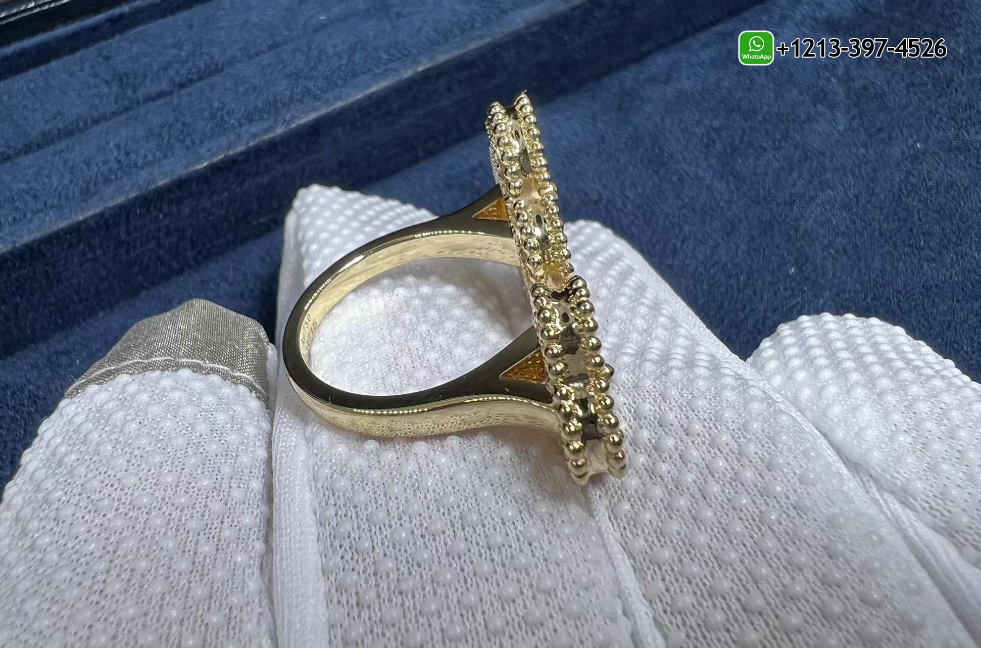 Van-Cleef-Arpels-18K-Yellow-Gold-Grey-Mother-of-Pearl-Onyx-Magic-Alhambra-Between-the-Finger-Ring-VCARN05700-4.jpg Custom Made 1:1 High Quality Cheap Van Cleef & Arpels VCA 18K Yellow Gold Grey Mother of Pearl Onyx Magic Alhambra Between the Finger Ring - High Quality 18k Gold and Diamond Luxury Distinctive Collection Designer Jewelry Customized Factory Price - Image 5