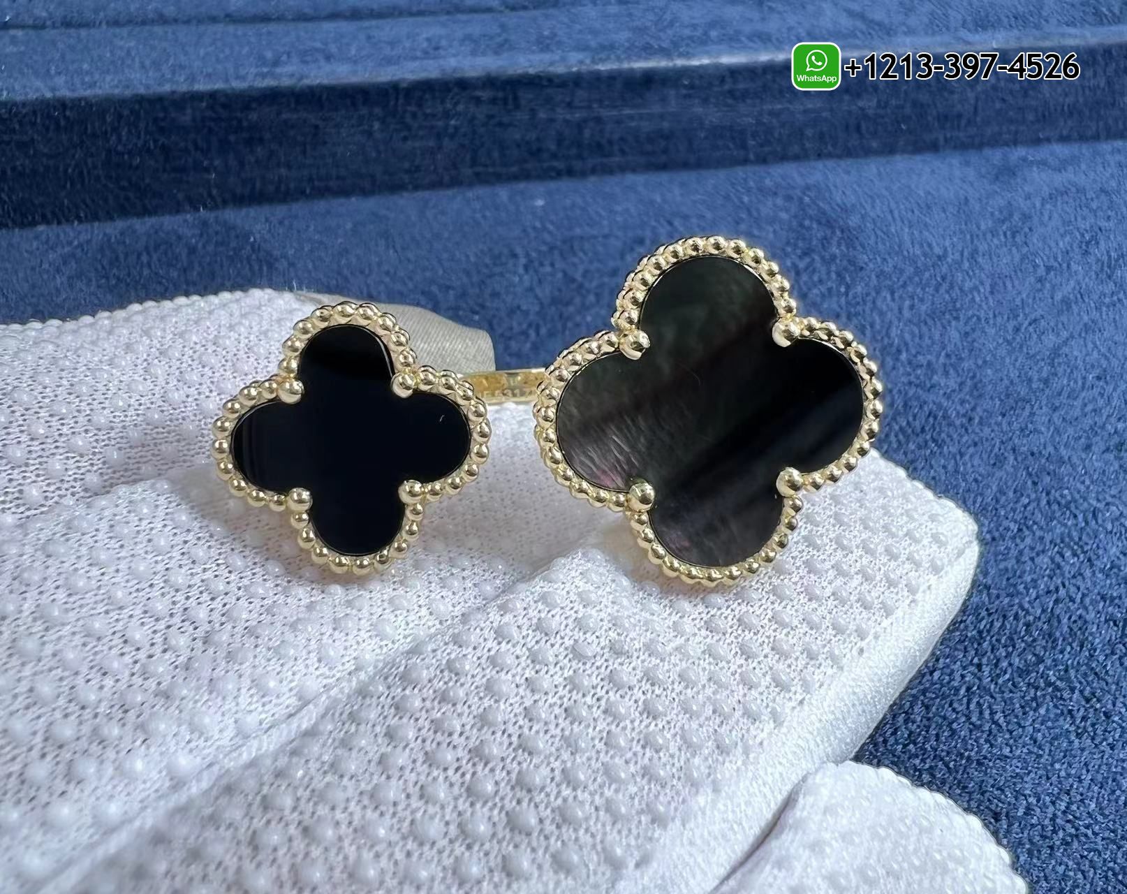 Van-Cleef-Arpels-18K-Yellow-Gold-Grey-Mother-of-Pearl-Onyx-Magic-Alhambra-Between-the-Finger-Ring-VCARN05700-7.jpg Custom Made 1:1 High Quality Cheap Van Cleef & Arpels VCA 18K Yellow Gold Grey Mother of Pearl Onyx Magic Alhambra Between the Finger Ring - High Quality 18k Gold and Diamond Luxury Distinctive Collection Designer Jewelry Customized Factory Price - Image 8
