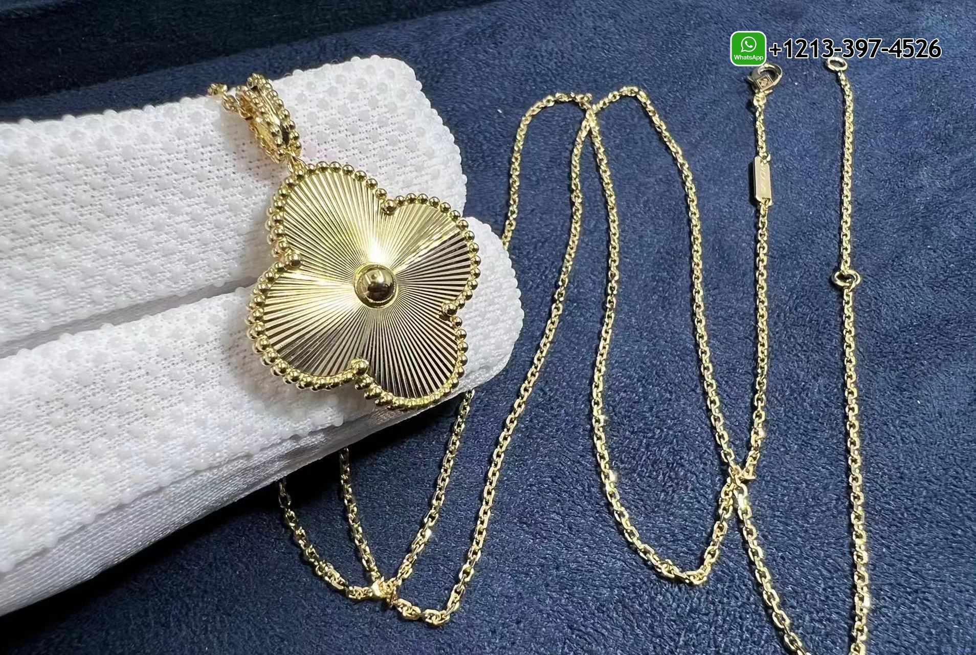 Van-Cleef-Arpels-18K-Yellow-Gold-Guilloche-1-Motif-Magic-Alhambra-Long-Necklace-VCARP4KO00-4.jpg Van Cleef & Arpels 18K Yellow Gold Guilloche 1 Motif Magic Alhambra Long Necklace Replica - High Quality 18k Gold and Diamond Luxury Distinctive Collection Designer Jewelry Customized Factory Price - Image 5