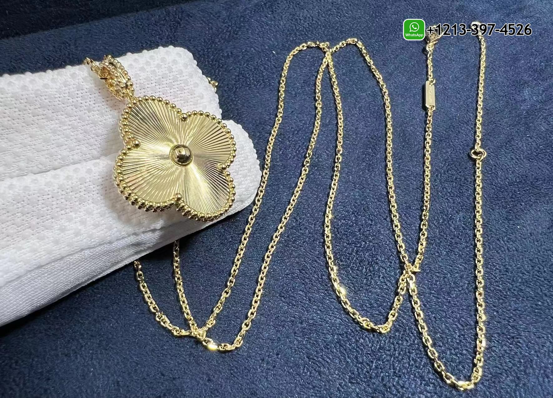 Van-Cleef-Arpels-18K-Yellow-Gold-Guilloche-1-Motif-Magic-Alhambra-Long-Necklace-VCARP4KO00-5.jpg Van Cleef & Arpels 18K Yellow Gold Guilloche 1 Motif Magic Alhambra Long Necklace Replica - High Quality 18k Gold and Diamond Luxury Distinctive Collection Designer Jewelry Customized Factory Price - Image 6