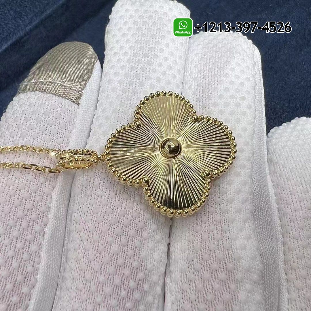 Van Cleef & Arpels 18K Yellow Gold Guilloche 1 Motif Magic Alhambra Long Necklace Replica - High Quality 18k Gold and Diamond Luxury Distinctive Collection Designer Jewelry Customized Factory Price
