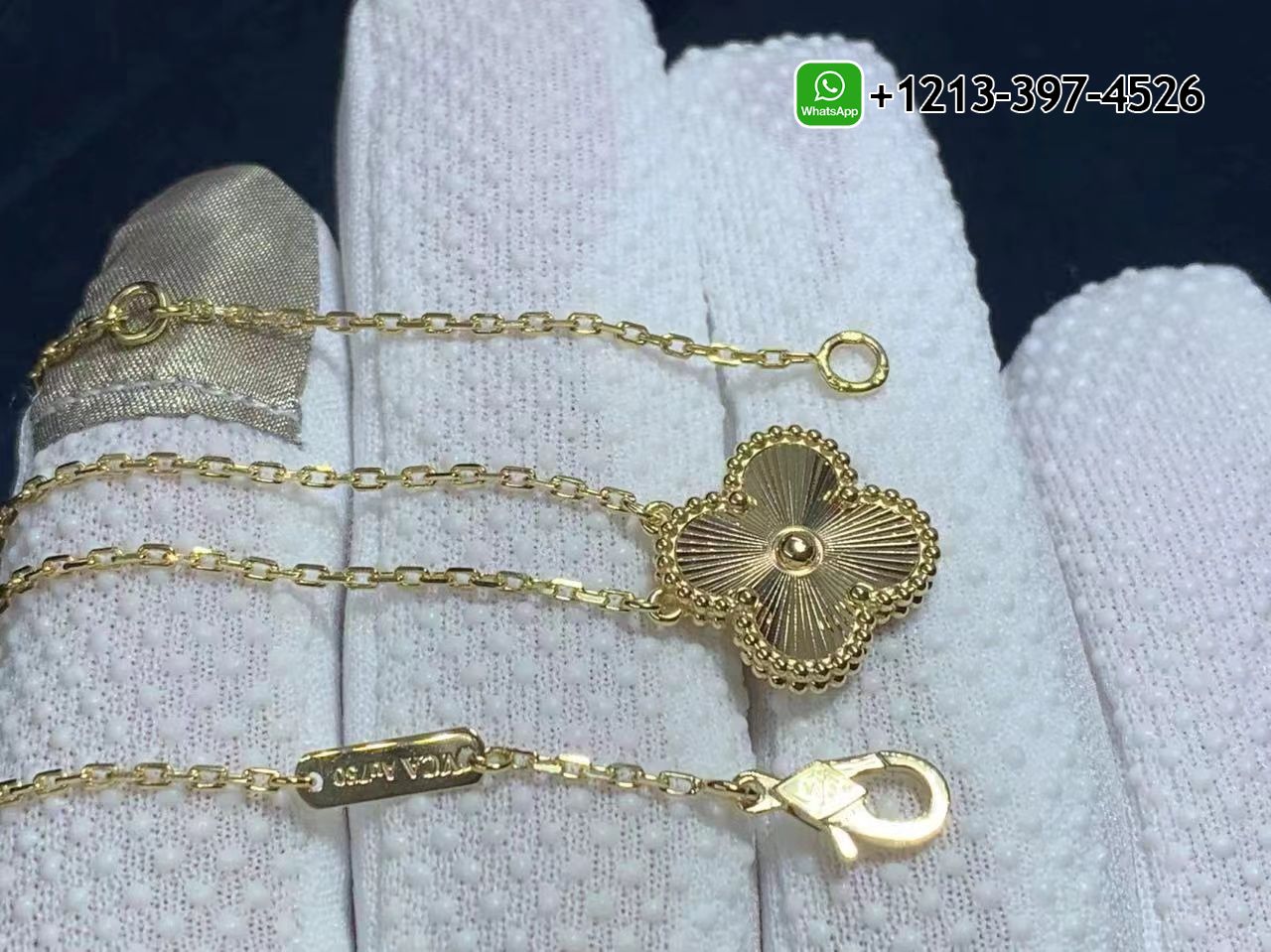 Van-Cleef-Arpels-18K-Yellow-Gold-Guilloche-Vintage-Alhambra-Pendant-Necklace-VCARP4KL00-1.jpg Custom Made Best Quality 1:1 Van Cleef & Arpels 18K Yellow Gold Guilloche Vintage Alhambra Pendant Necklace - High Quality 18k Gold and Diamond Luxury Distinctive Collection Designer Jewelry Customized Factory Price - Image 2