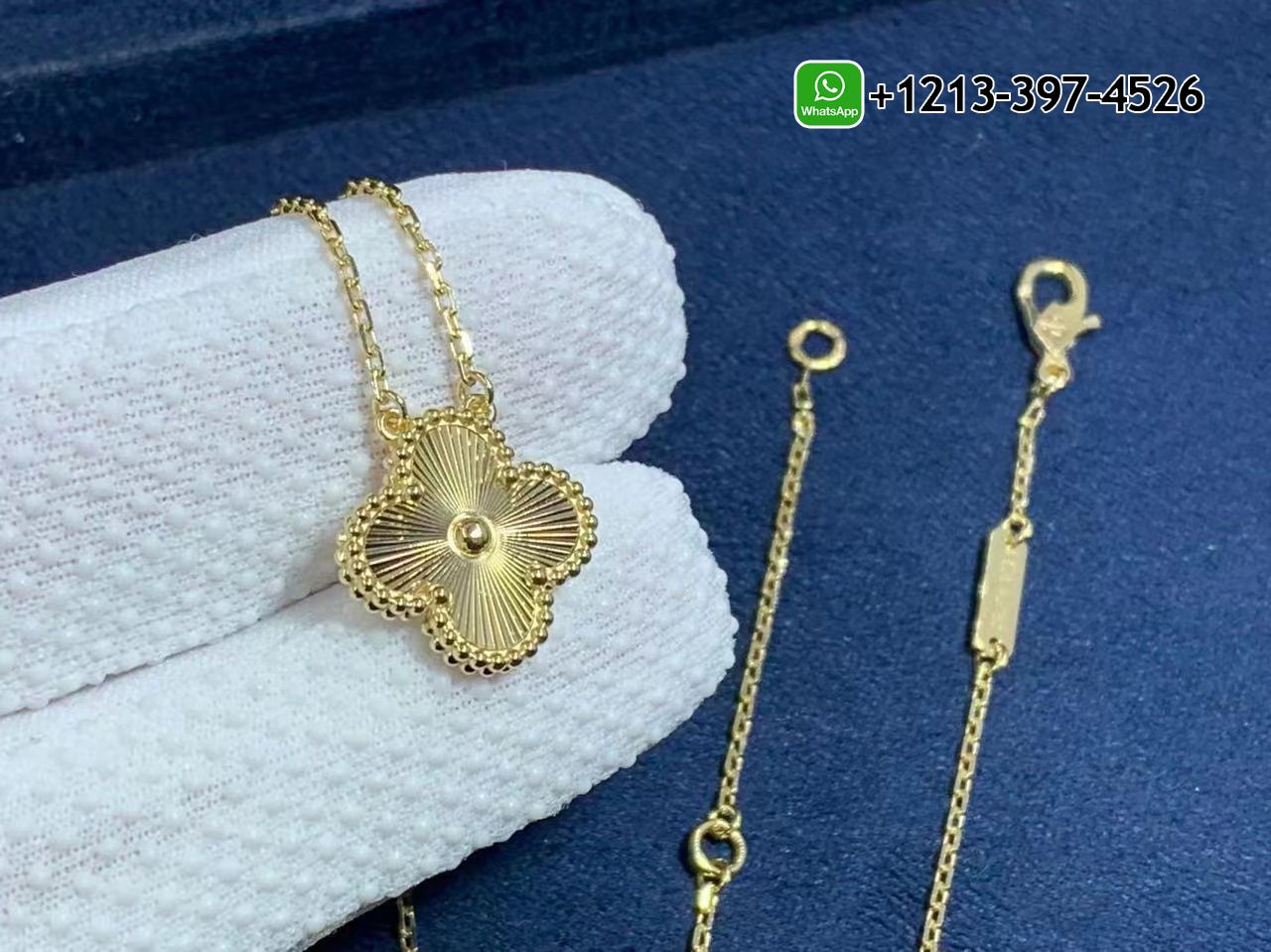 Van-Cleef-Arpels-18K-Yellow-Gold-Guilloche-Vintage-Alhambra-Pendant-Necklace-VCARP4KL00-4.jpg Custom Made Best Quality 1:1 Van Cleef & Arpels 18K Yellow Gold Guilloche Vintage Alhambra Pendant Necklace - High Quality 18k Gold and Diamond Luxury Distinctive Collection Designer Jewelry Customized Factory Price - Image 5