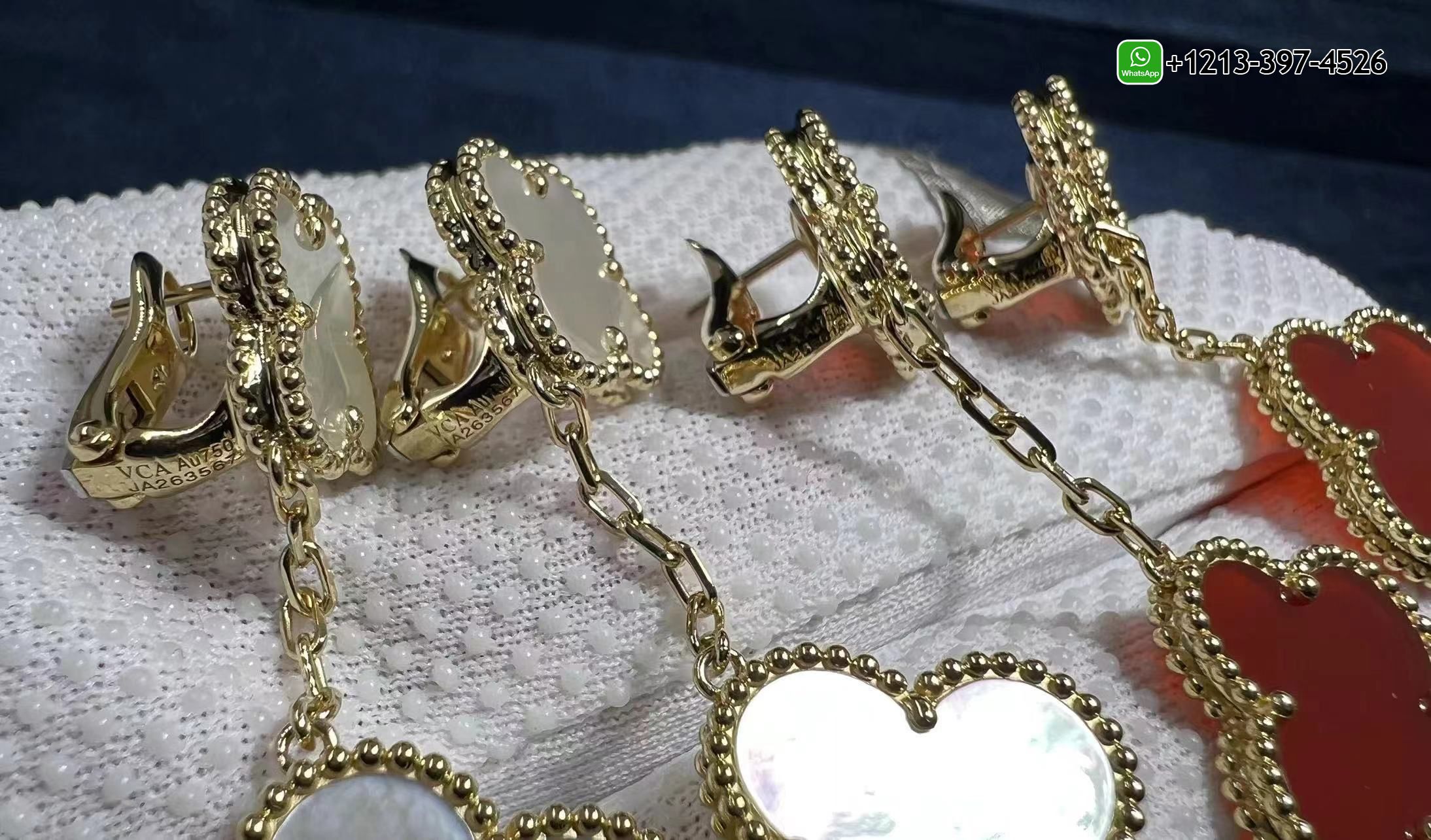 Van-Cleef-Arpels-18K-Yellow-Gold-Mother-of-Pearl-2-Motifs-Magic-Alhambra-Earrings-VCARD78800-4.jpg Custom Made Best Sellers Quality 1:1 Van Cleef & Arpels 18K Yellow Gold Mother of Pearl 2 Motifs Magic Alhambra Earrings - High Quality 18k Gold and Diamond Luxury Distinctive Collection Designer Jewelry Customized Factory Price - Image 5