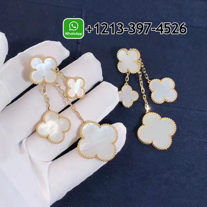 Van-Cleef-Arpels-18K-Yellow-Gold-Mother-of-Pearl-Magic-Alhambra-4-Motif-Earrings-VCARD78900-1.jpg Custom Made Best Quality 1:1 Van Cleef & Arpels 18K Yellow Gold Mother of Pearl Magic Alhambra 4 Motif Earrings - High Quality 18k Gold and Diamond Luxury Distinctive Collection Designer Jewelry Customized Factory Price - Image 2