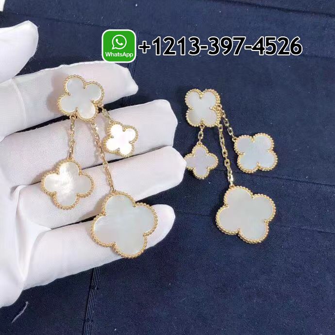 Van-Cleef-Arpels-18K-Yellow-Gold-Mother-of-Pearl-Magic-Alhambra-4-Motif-Earrings-VCARD78900-2.jpg Custom Made Best Quality 1:1 Van Cleef & Arpels 18K Yellow Gold Mother of Pearl Magic Alhambra 4 Motif Earrings - High Quality 18k Gold and Diamond Luxury Distinctive Collection Designer Jewelry Customized Factory Price - Image 3