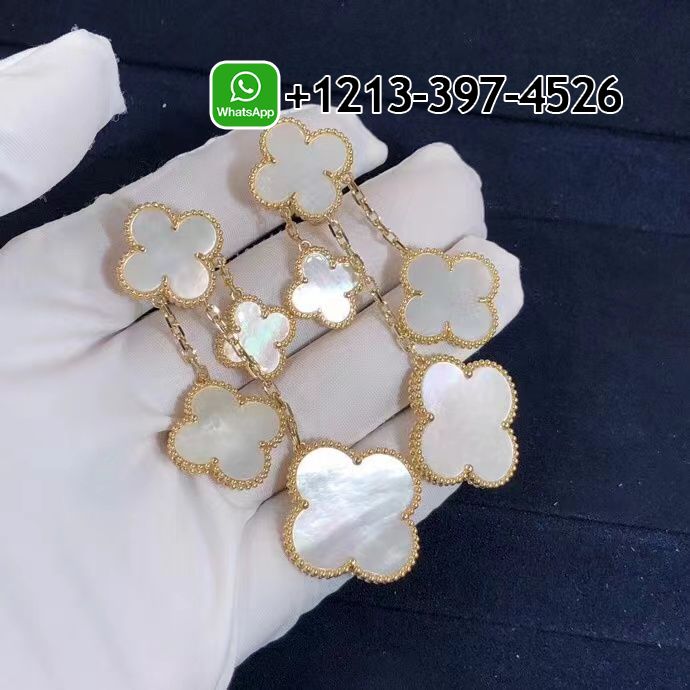 Van-Cleef-Arpels-18K-Yellow-Gold-Mother-of-Pearl-Magic-Alhambra-4-Motif-Earrings-VCARD78900-4.jpg Custom Made Best Quality 1:1 Van Cleef & Arpels 18K Yellow Gold Mother of Pearl Magic Alhambra 4 Motif Earrings - High Quality 18k Gold and Diamond Luxury Distinctive Collection Designer Jewelry Customized Factory Price - Image 5