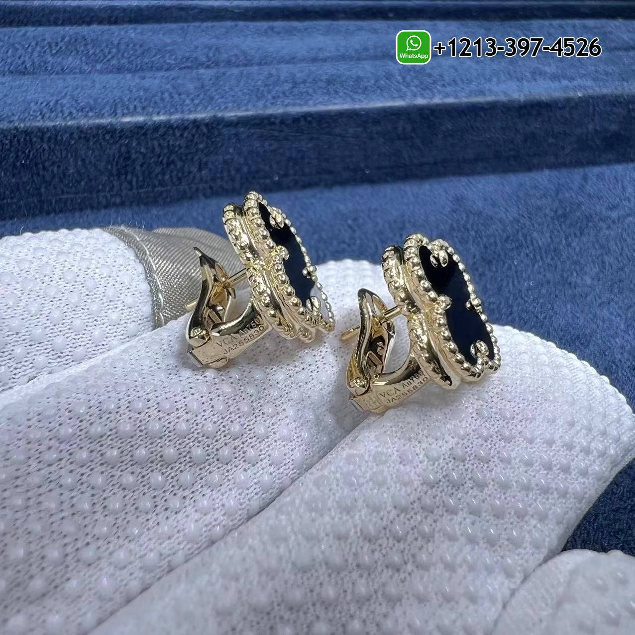 Van-Cleef-Arpels-18K-Yellow-Gold-Onyx-Vintage-Alhambra-Earrings-VCARA44200-2.jpg 1:1 Quality Van Cleef & Arpels 18K Yellow Gold Onyx Vintage Alhambra Earrings - High Quality 18k Gold and Diamond Luxury Distinctive Collection Designer Jewelry Customized Factory Price - Image 3