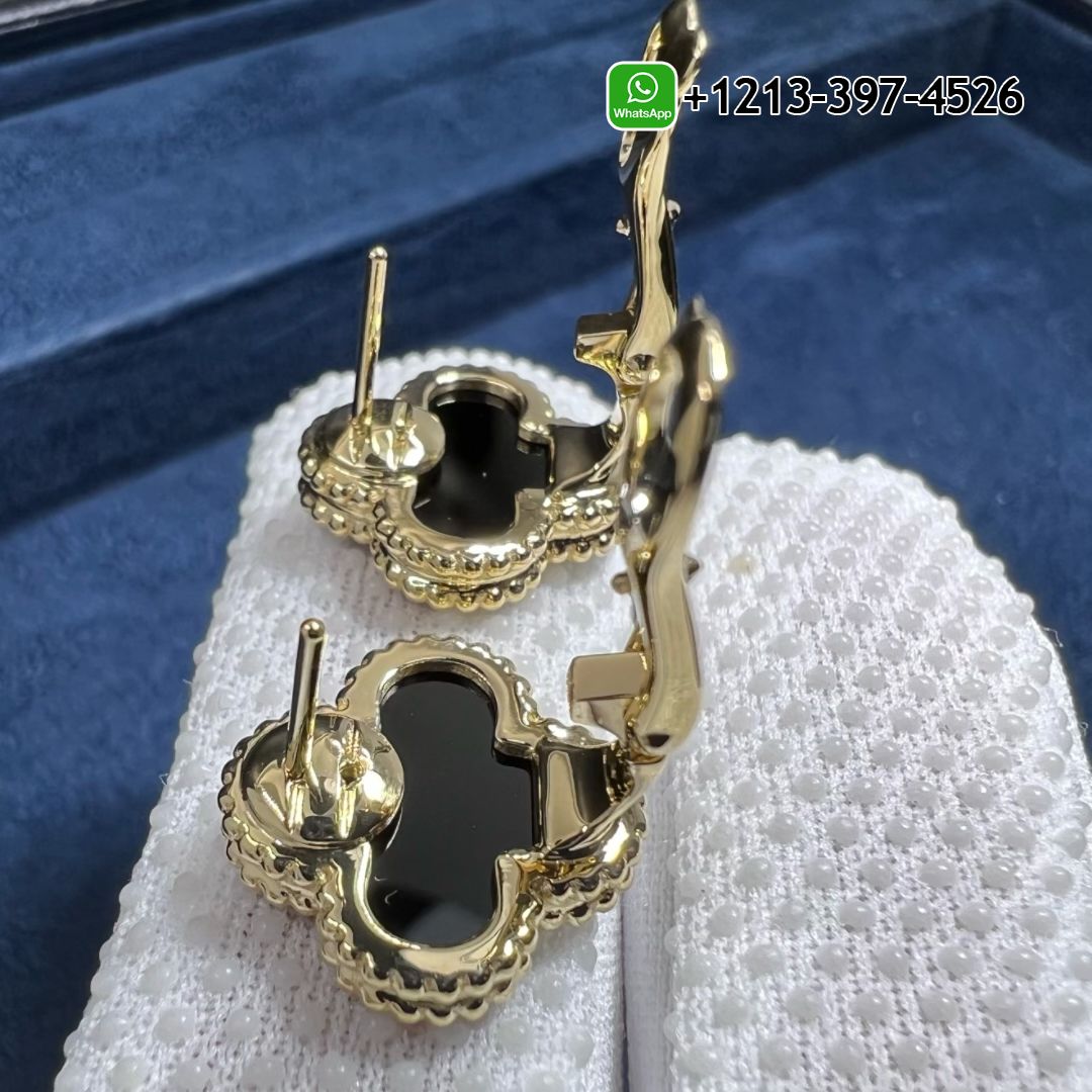 Van-Cleef-Arpels-18K-Yellow-Gold-Onyx-Vintage-Alhambra-Earrings-VCARA44200-5.jpg 1:1 Quality Van Cleef & Arpels 18K Yellow Gold Onyx Vintage Alhambra Earrings - High Quality 18k Gold and Diamond Luxury Distinctive Collection Designer Jewelry Customized Factory Price - Image 6