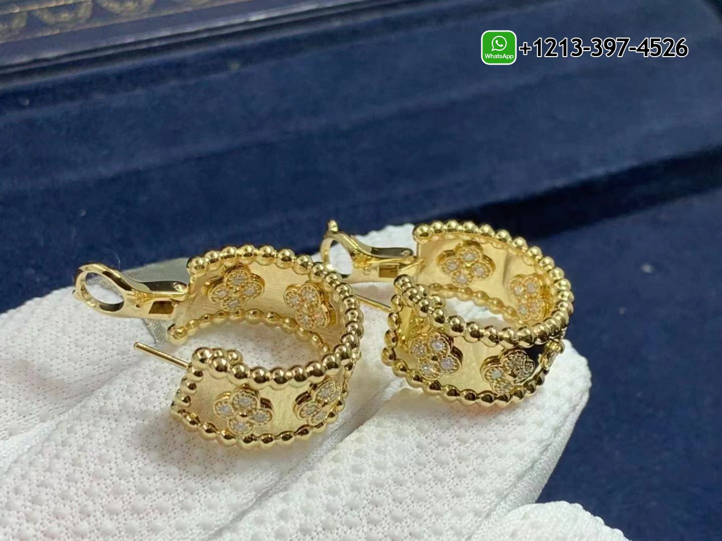 Van-Cleef-Arpels-18K-Yellow-Gold-Perlee-Clovers-Diamonds-Hoop-Earrings-VCARO3YE00-1.jpg Best Quality 1:1 Van Cleef & Arpels 18K Yellow Gold Perlée Clovers Diamonds Hoop Earrings - High Quality 18k Gold and Diamond Luxury Distinctive Collection Designer Jewelry Customized Factory Price - Image 2