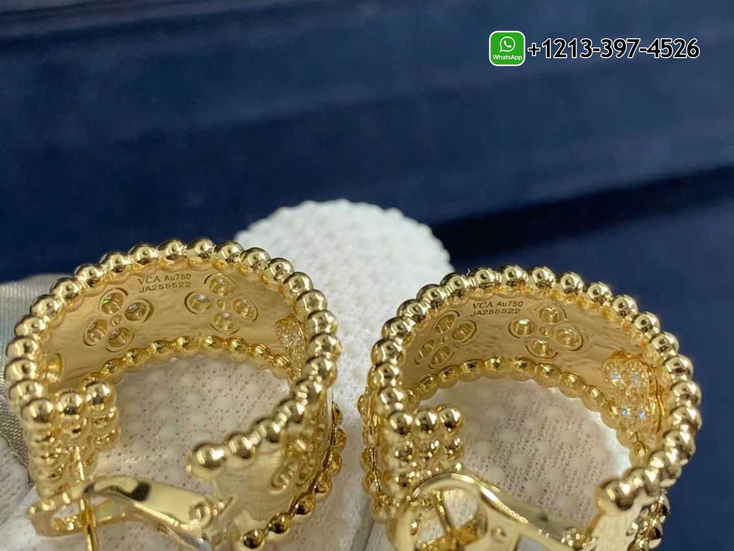 Van-Cleef-Arpels-18K-Yellow-Gold-Perlee-Clovers-Diamonds-Hoop-Earrings-VCARO3YE00-7.jpg Best Quality 1:1 Van Cleef & Arpels 18K Yellow Gold Perlée Clovers Diamonds Hoop Earrings - High Quality 18k Gold and Diamond Luxury Distinctive Collection Designer Jewelry Customized Factory Price - Image 8
