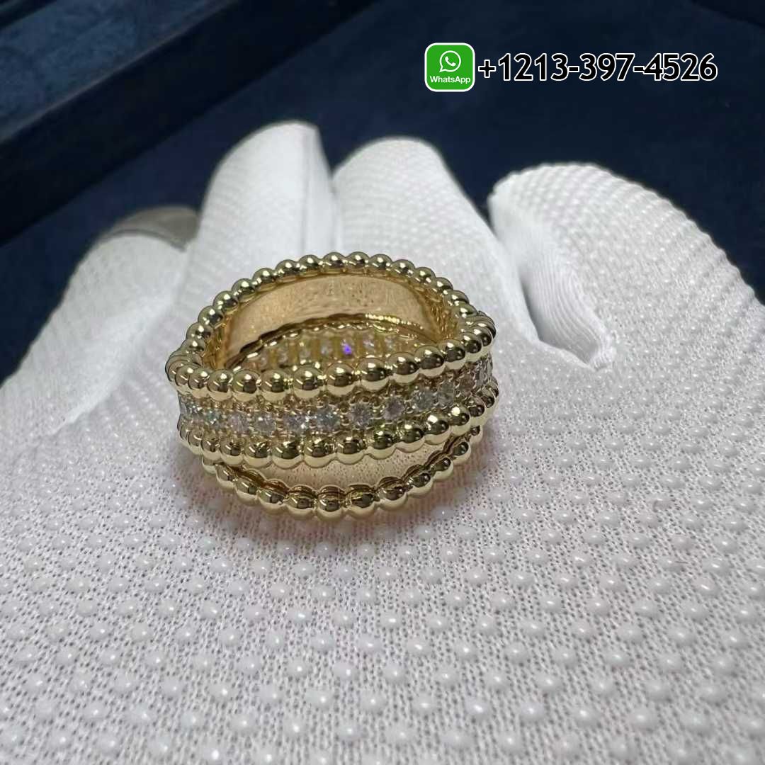 Van-Cleef-Arpels-18K-Yellow-Gold-Perlee-Diamonds-Duo-Ring-VCARP9XO00-3.jpg Custom Made Best Sellers Quality 1:1 Van Cleef & Arpels 18K Yellow Gold Perlée Diamonds Duo Ring - High Quality 18k Gold and Diamond Luxury Distinctive Collection Designer Jewelry Customized Factory Price - Image 4