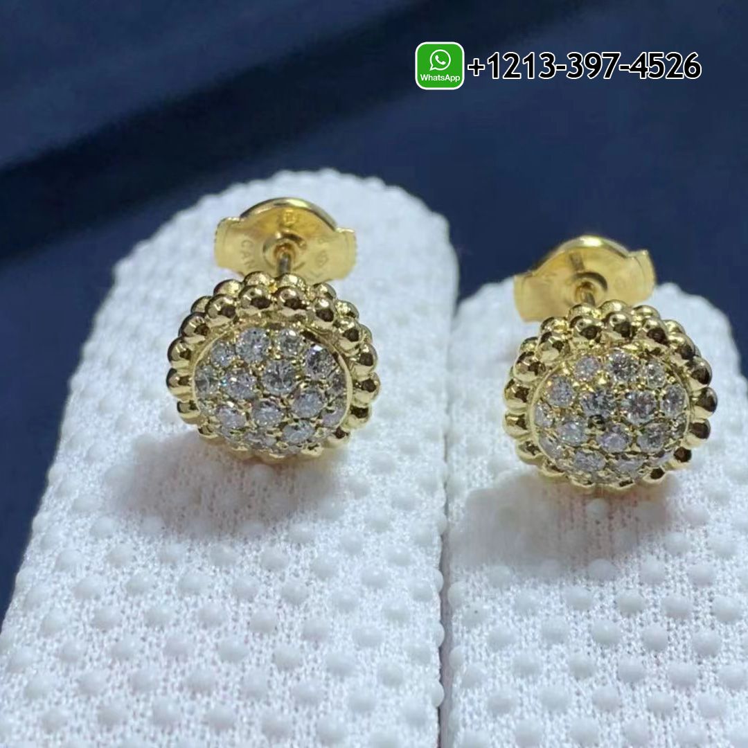 ​Custom Made Best Quality 1:1 Cheap Van Cleef & Arpels 18K Yellow Gold Perlée Diamonds Earrings - High Quality 18k Gold and Diamond Luxury Distinctive Collection Designer Jewelry Customized Factory Price