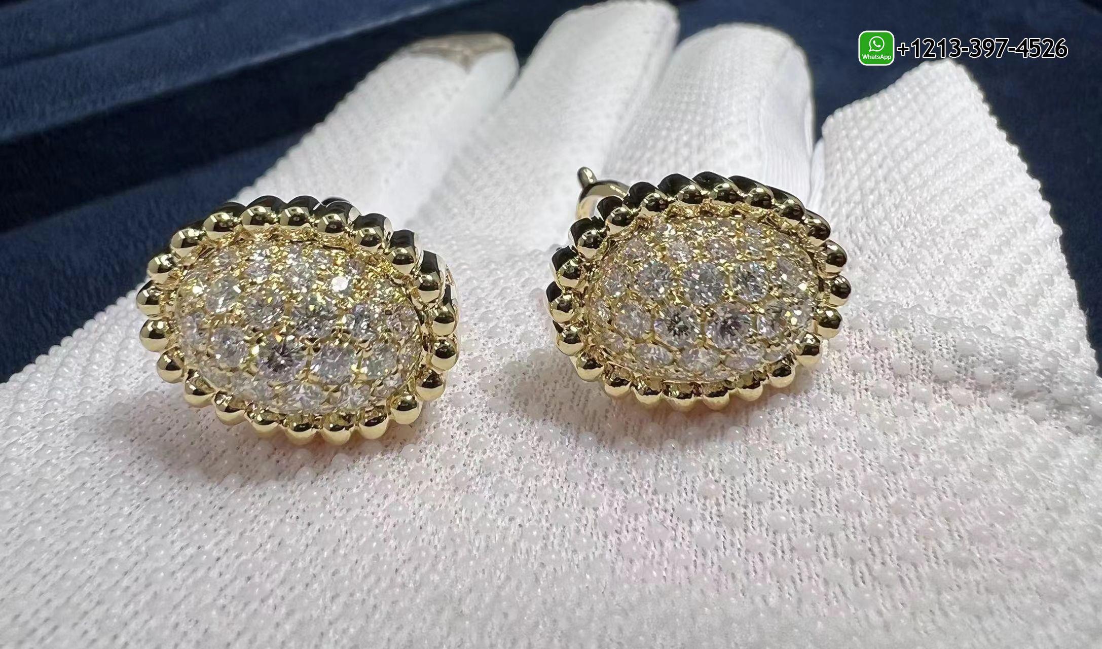 Van-Cleef-Arpels-18K-Yellow-Gold-Perlee-Diamonds-Pave-Earrings-VCARP7UW00-6.jpg Best Sellers 1:1 Quality Cheap Custom Made Van Cleef & Arpels 18K Yellow Gold Perlée Diamonds Pavé Earrings - High Quality 18k Gold and Diamond Luxury Distinctive Collection Designer Jewelry Customized Factory Price - Image 3