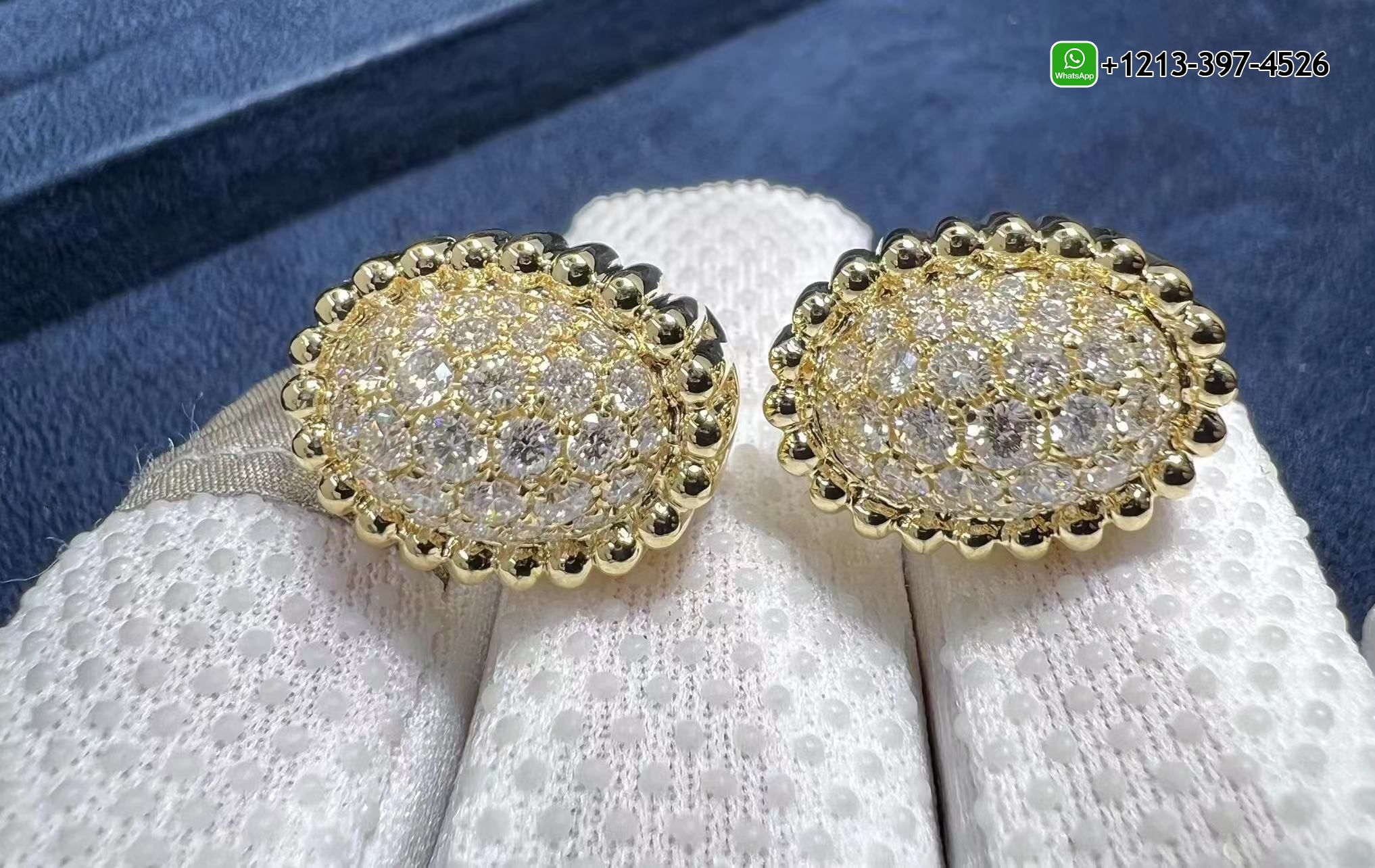 Van-Cleef-Arpels-18K-Yellow-Gold-Perlee-Diamonds-Pave-Earrings-VCARP7UW00.jpg Best Sellers 1:1 Quality Cheap Custom Made Van Cleef & Arpels 18K Yellow Gold Perlée Diamonds Pavé Earrings - High Quality 18k Gold and Diamond Luxury Distinctive Collection Designer Jewelry Customized Factory Price - Image 4
