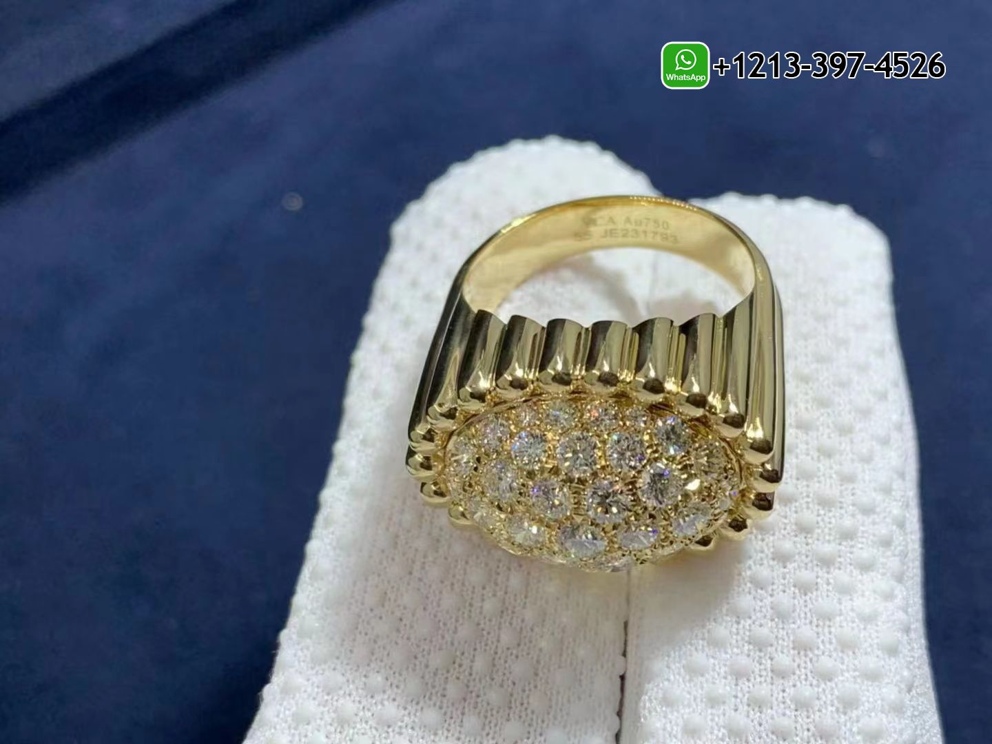 Van-Cleef-Arpels-18K-Yellow-Gold-Perlee-Diamonds-Pave-Ring-VCARP6AP00-1.jpg Custom Made Best Quality 1:1 Cheap Van Cleef & Arpels 18K Yellow Gold Perlée Diamonds Pavé Ring - High Quality 18k Gold and Diamond Luxury Distinctive Collection Designer Jewelry Customized Factory Price - Image 2