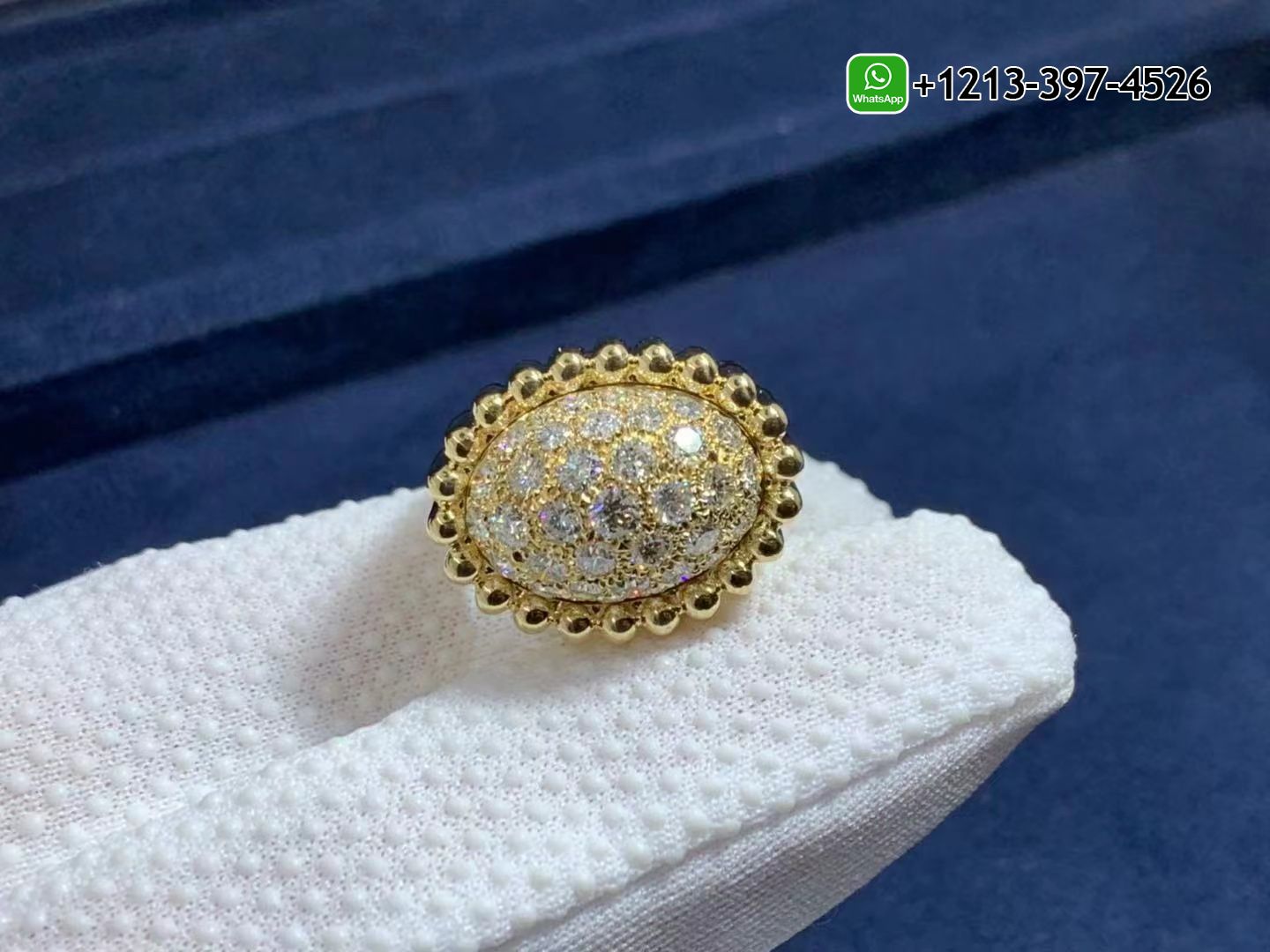Van-Cleef-Arpels-18K-Yellow-Gold-Perlee-Diamonds-Pave-Ring-VCARP6AP00-4.jpg Custom Made Best Quality 1:1 Cheap Van Cleef & Arpels 18K Yellow Gold Perlée Diamonds Pavé Ring - High Quality 18k Gold and Diamond Luxury Distinctive Collection Designer Jewelry Customized Factory Price - Image 5