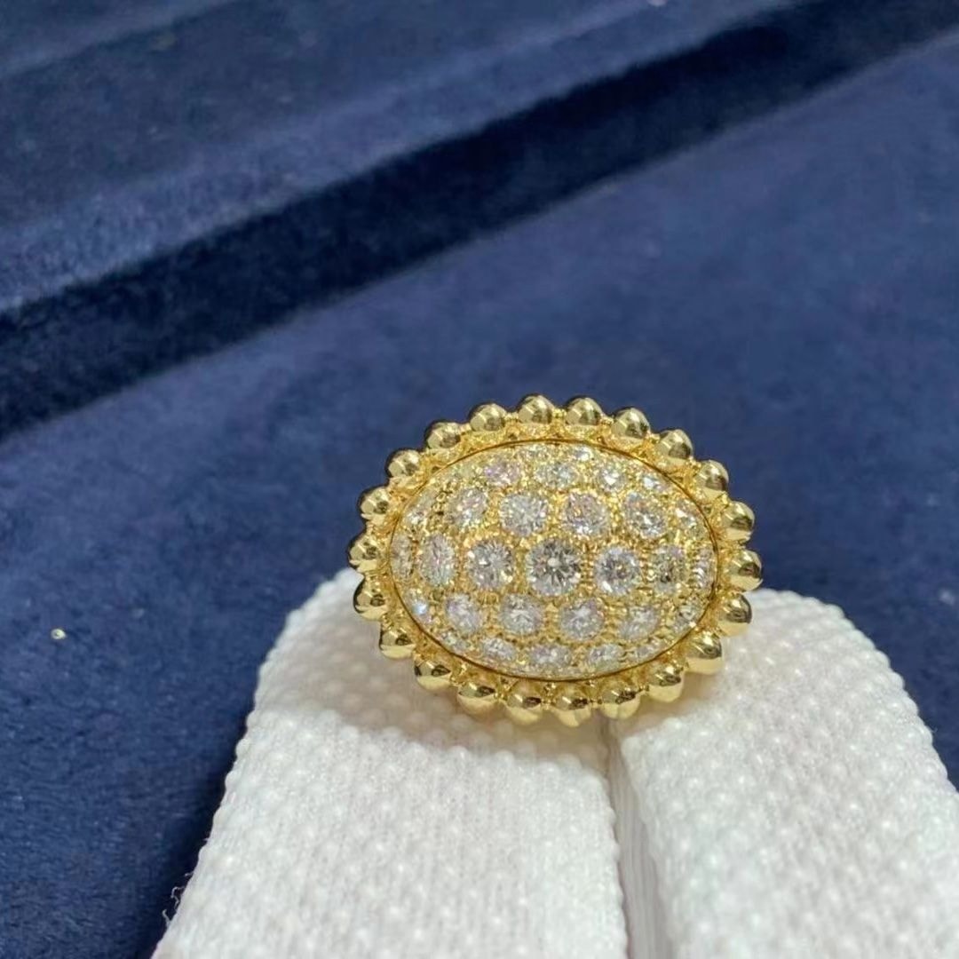 van cleef arpels 18k yellow gold perlee diamonds pave ring vcarp6ap00