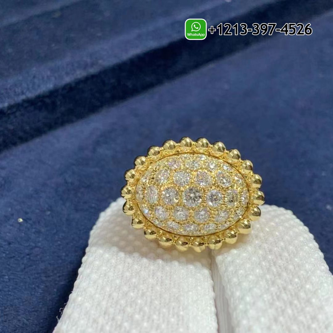 Custom Made Best Quality 1:1 Cheap Van Cleef & Arpels 18K Yellow Gold Perlée Diamonds Pavé Ring - High Quality 18k Gold and Diamond Luxury Distinctive Collection Designer Jewelry Customized Factory Price Van Cleef Arpels 18K Yellow Gold Perlee Diamonds Pave Ring VCARP6AP00