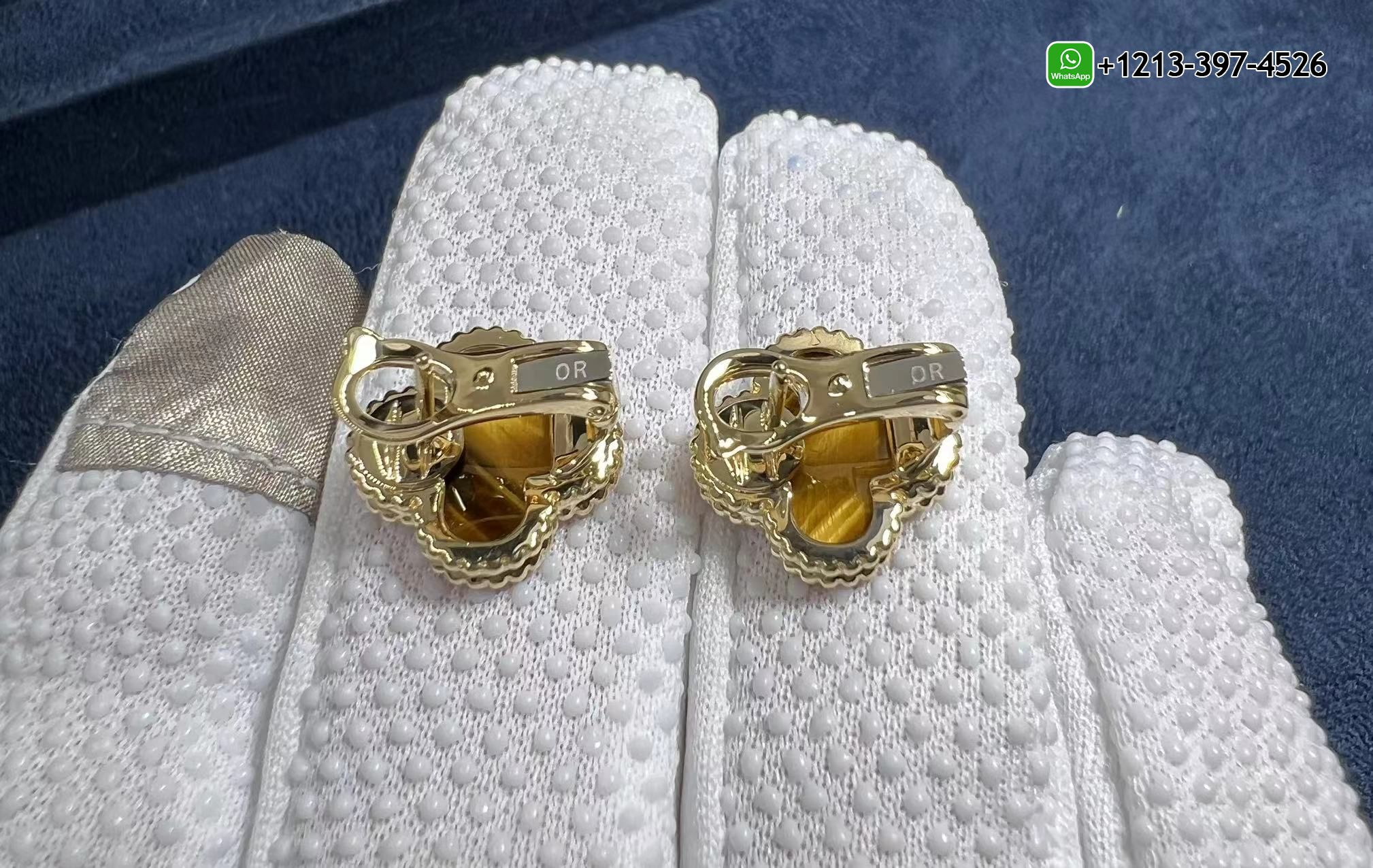 Van-Cleef-Arpels-18K-Yellow-Gold-Tigers-Eye-Vintage-Alhambra-Earrings-VCARD40500-1.jpg 1:1 Copy Best Quality Van Cleef & Arpels 18K Yellow Gold Tiger’s Eye Vintage Alhambra Earrings - High Quality 18k Gold and Diamond Luxury Distinctive Collection Designer Jewelry Customized Factory Price - Image 4