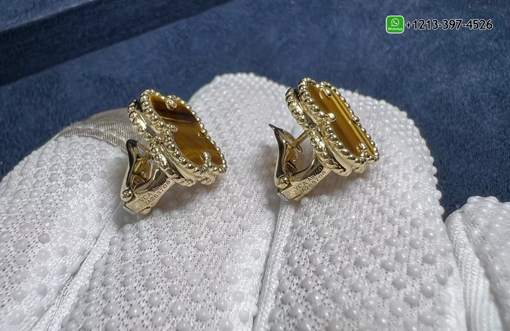 Van-Cleef-Arpels-18K-Yellow-Gold-Tigers-Eye-Vintage-Alhambra-Earrings-VCARD40500-4.jpg 1:1 Copy Best Quality Van Cleef & Arpels 18K Yellow Gold Tiger’s Eye Vintage Alhambra Earrings - High Quality 18k Gold and Diamond Luxury Distinctive Collection Designer Jewelry Customized Factory Price - Image 6