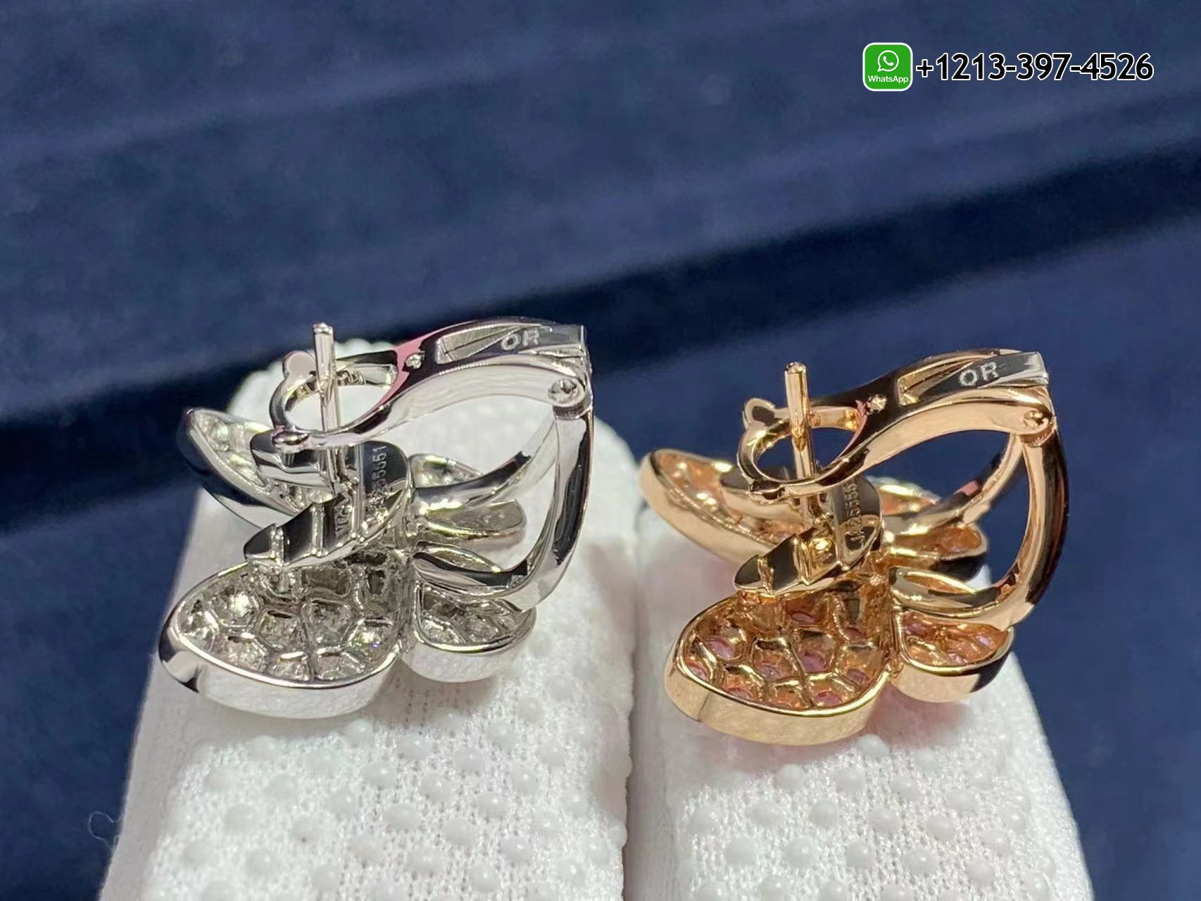 Van-Cleef-Arpels-18k-Gold-Diamond-and-Pink-Sapphire-Two-Butterfly-Earrings-VCARO3M600-4.jpg Custom Made Best Quality 1:1 Van Cleef & Arpels 18k Gold Diamond and Pink Sapphire Two Butterfly Earrings - High Quality 18k Gold and Diamond Luxury Distinctive Collection Designer Jewelry Customized Factory Price - Image 5