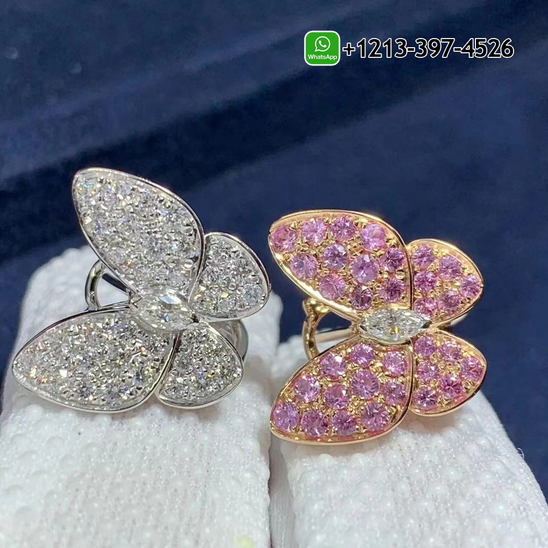 Van-Cleef-Arpels-18k-Gold-Diamond-and-Pink-Sapphire-Two-Butterfly-Earrings-VCARO3M600.jpg Custom Made Best Quality 1:1 Van Cleef & Arpels 18k Gold Diamond and Pink Sapphire Two Butterfly Earrings - High Quality 18k Gold and Diamond Luxury Distinctive Collection Designer Jewelry Customized Factory Price
