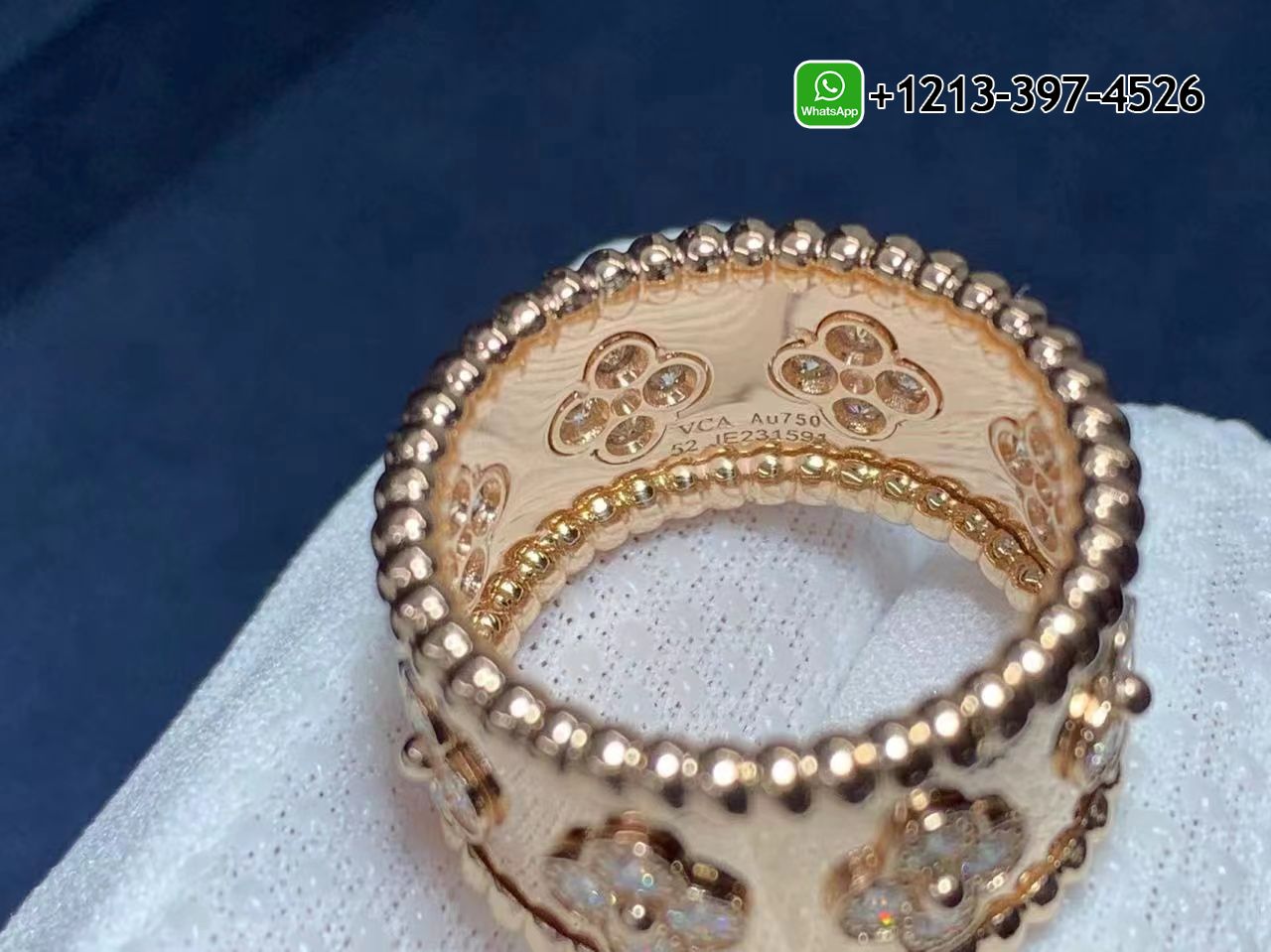 Van-Cleef-Arpels-18k-Rose-Gold-Diamond-Medium-Perlee-Clovers-Ring-VCARO9LN00-2.jpg Custom Made Best Quality 1:1 Van Cleef & Arpels 18k Rose Gold Diamond Medium Perlée Clovers Ring - High Quality 18k Gold and Diamond Luxury Distinctive Collection Designer Jewelry Customized Factory Price - Image 3