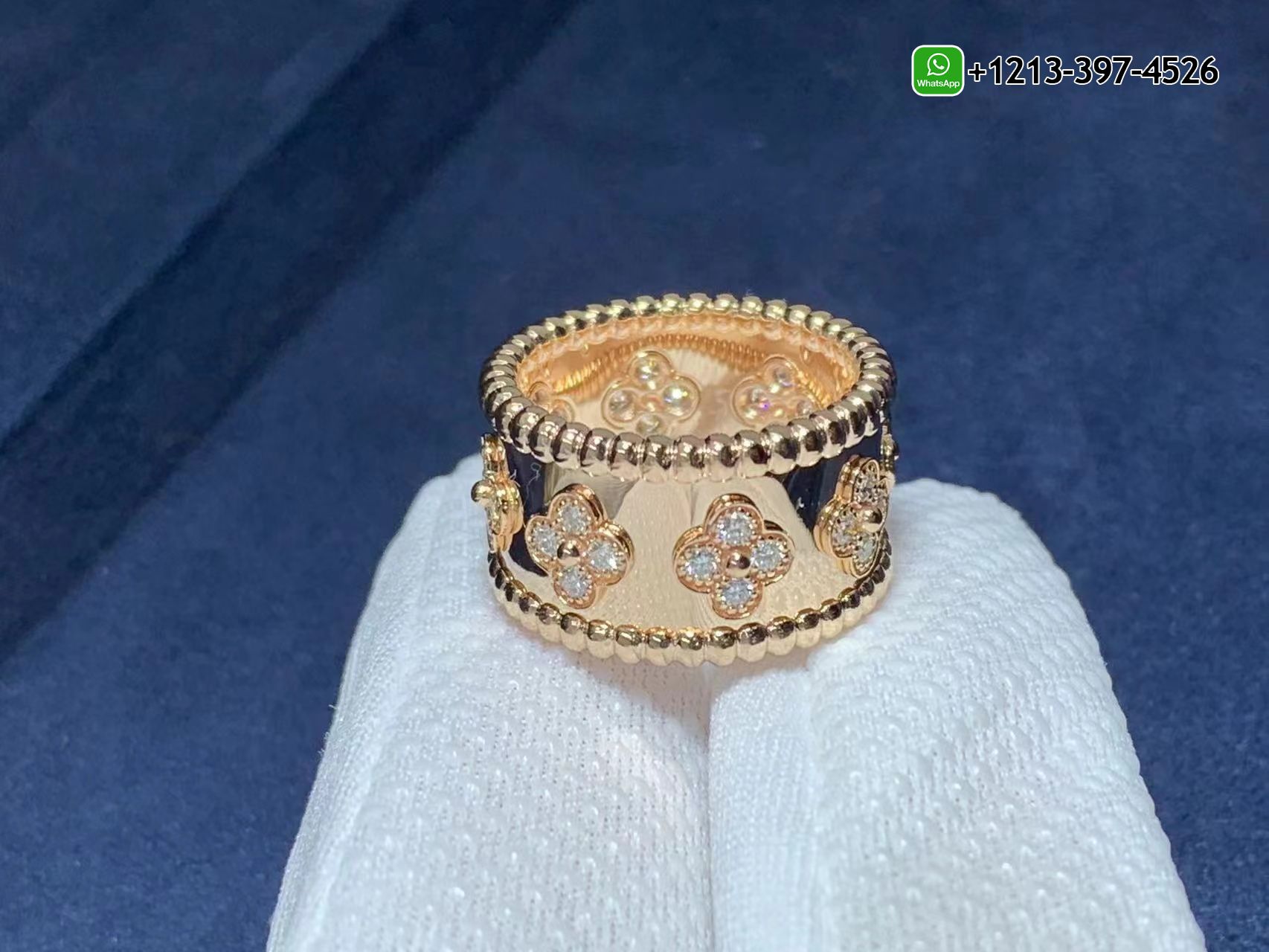 Van-Cleef-Arpels-18k-Rose-Gold-Diamond-Medium-Perlee-Clovers-Ring-VCARO9LN00-3.jpg Custom Made Best Quality 1:1 Van Cleef & Arpels 18k Rose Gold Diamond Medium Perlée Clovers Ring - High Quality 18k Gold and Diamond Luxury Distinctive Collection Designer Jewelry Customized Factory Price - Image 4