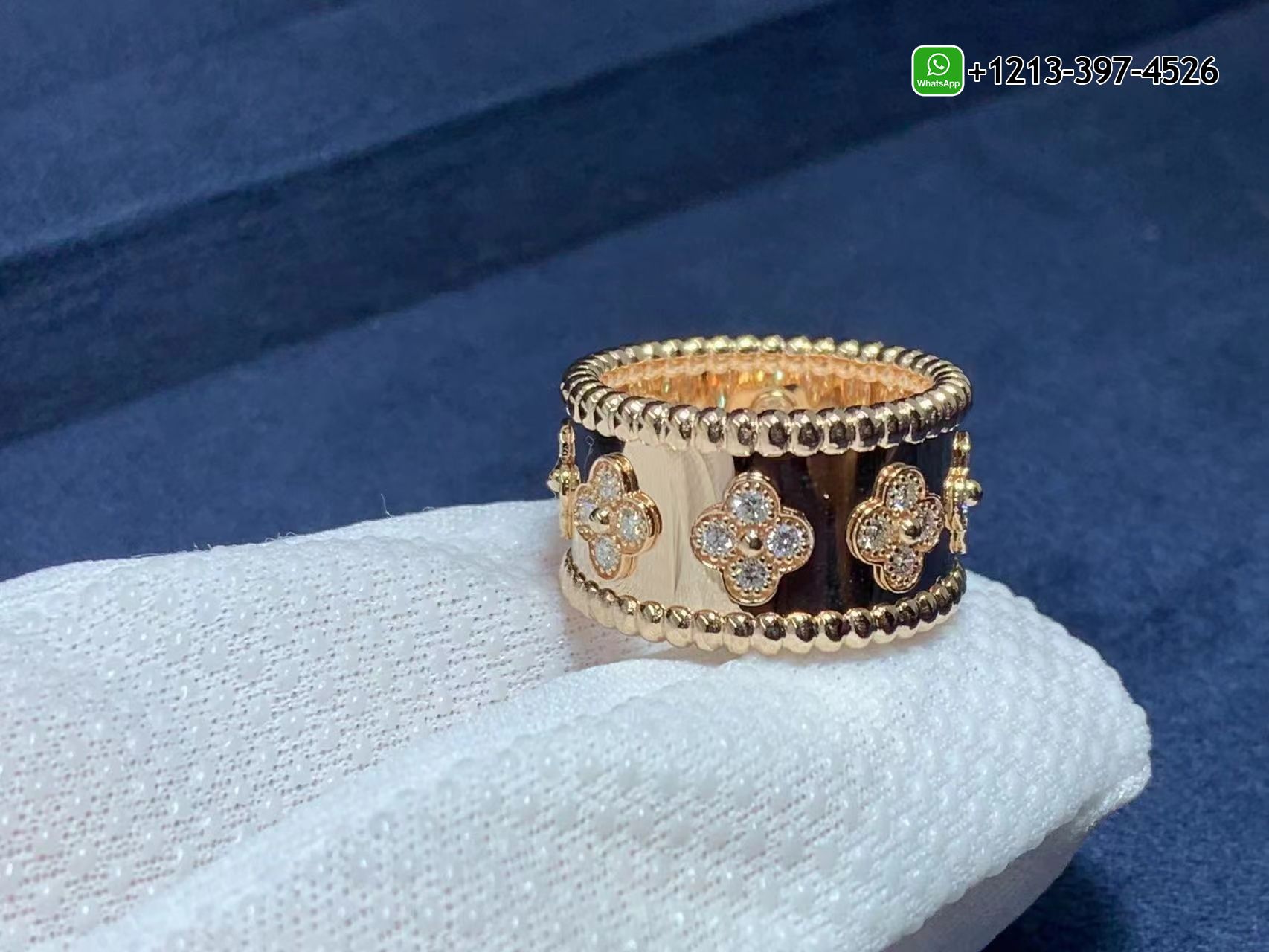 Van-Cleef-Arpels-18k-Rose-Gold-Diamond-Medium-Perlee-Clovers-Ring-VCARO9LN00-4.jpg Custom Made Best Quality 1:1 Van Cleef & Arpels 18k Rose Gold Diamond Medium Perlée Clovers Ring - High Quality 18k Gold and Diamond Luxury Distinctive Collection Designer Jewelry Customized Factory Price - Image 5