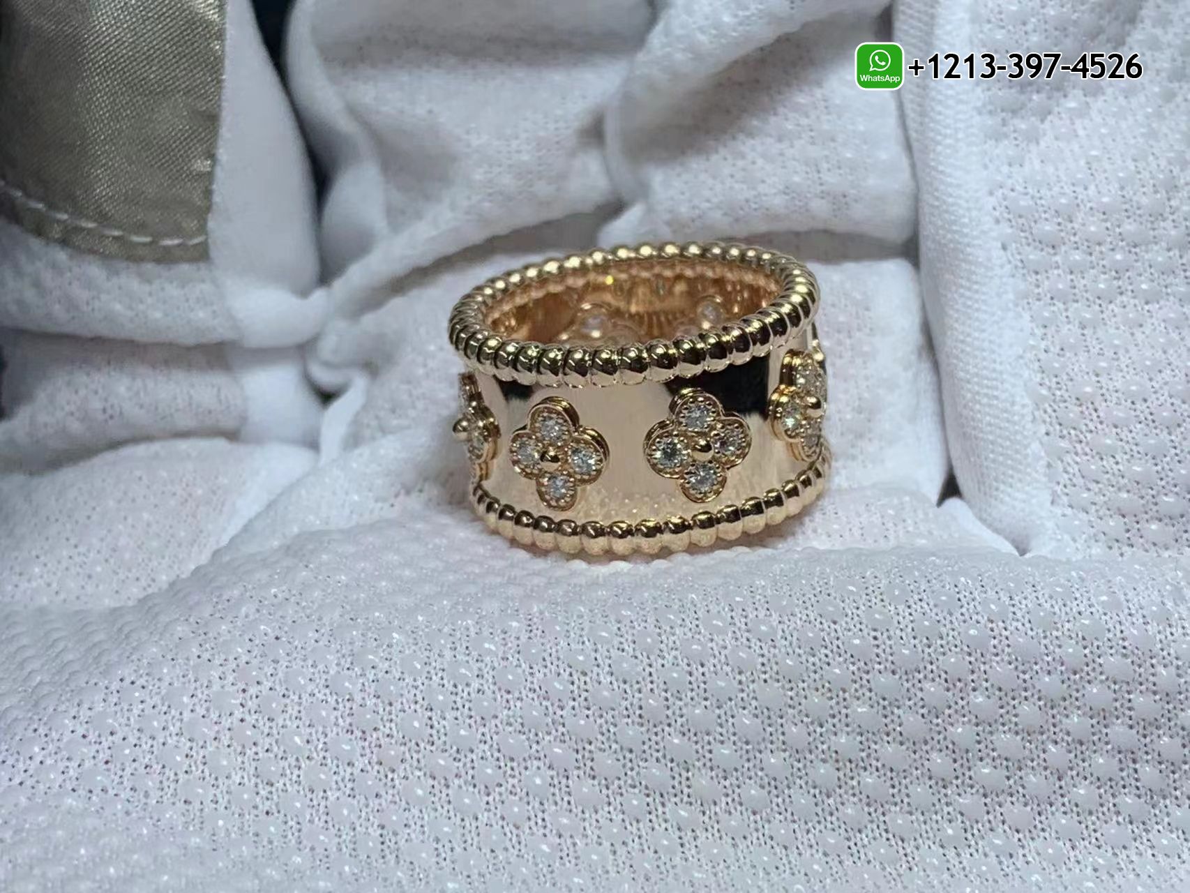 Van-Cleef-Arpels-18k-Rose-Gold-Diamond-Medium-Perlee-Clovers-Ring-VCARO9LN00-5.jpg Custom Made Best Quality 1:1 Van Cleef & Arpels 18k Rose Gold Diamond Medium Perlée Clovers Ring - High Quality 18k Gold and Diamond Luxury Distinctive Collection Designer Jewelry Customized Factory Price - Image 6