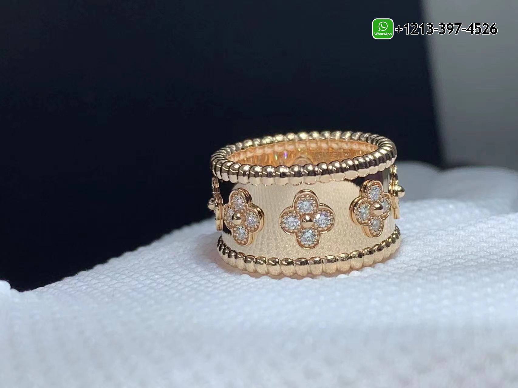 Van-Cleef-Arpels-18k-Rose-Gold-Diamond-Medium-Perlee-Clovers-Ring-VCARO9LN00-7.jpg Custom Made Best Quality 1:1 Van Cleef & Arpels 18k Rose Gold Diamond Medium Perlée Clovers Ring - High Quality 18k Gold and Diamond Luxury Distinctive Collection Designer Jewelry Customized Factory Price - Image 8