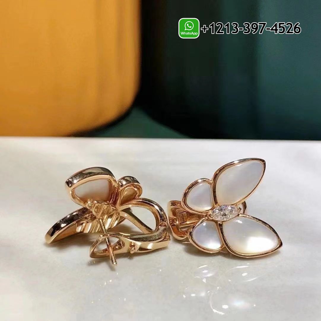 Van-Cleef-Arpels-18k-Rose-Gold-Diamond-Mother-of-Pearl-Two-Butterfly-Earrings-VCARO8FN00-2.jpg Custom Made Best Quality 1:1 Van Cleef & Arpels 18k Rose Gold Diamond Mother of Pearl Two Butterfly Earrings - High Quality 18k Gold and Diamond Luxury Distinctive Collection Designer Jewelry Customized Factory Price - Image 3