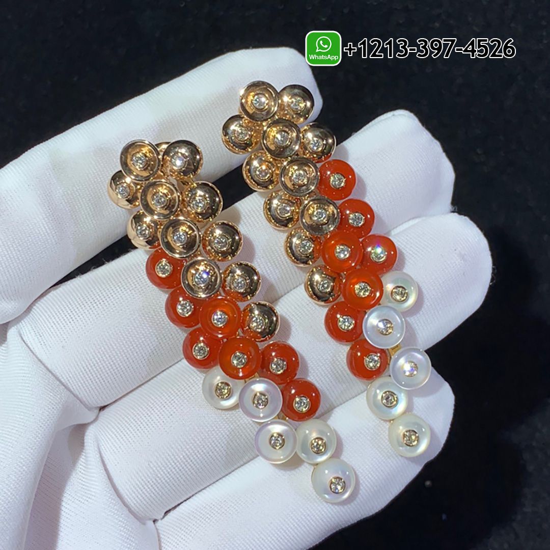 Best Sellers 1:1 Quality Cheap Van Cleef & Arpels 18k Rose Gold Mother-of-pearl Carnelian Diamonds Bouton d’or Earrings - High Quality 18k Gold and Diamond Luxury Distinctive Collection Designer Jewelry Customized Factory Price Van Cleef Arpels 18k Rose Gold Mother Of Pearl Carnelian Diamonds Bouton Dor Earrings VCARO77300