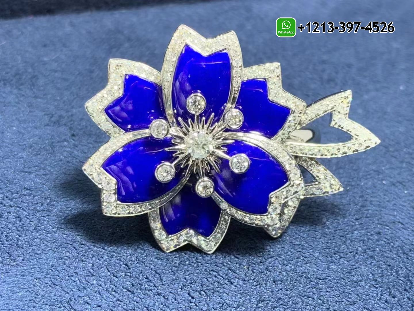 Van-Cleef-Arpels-18k-White-Gold-Diamond-Lapis-Lazuli-Ring-VCARP7EO00-5.jpg Custom Made Best Quality 1:1 Cheap Van Cleef & Arpels 18k White Gold Diamond Lapis Lazuli Ring - High Quality 18k Gold and Diamond Luxury Distinctive Collection Designer Jewelry Customized Factory Price - Image 6