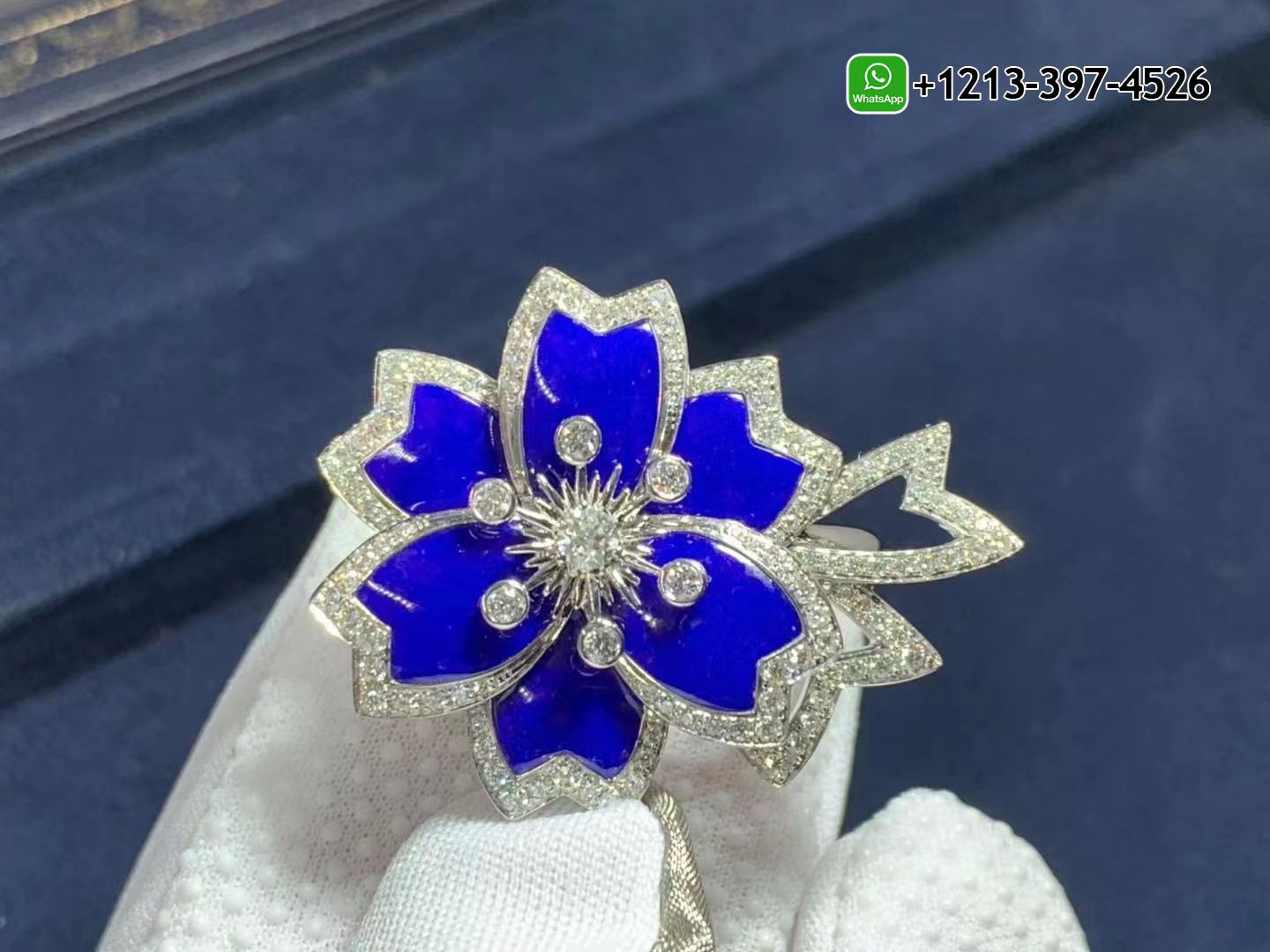 Van-Cleef-Arpels-18k-White-Gold-Diamond-Lapis-Lazuli-Ring-VCARP7EO00-6.jpg Custom Made Best Quality 1:1 Cheap Van Cleef & Arpels 18k White Gold Diamond Lapis Lazuli Ring - High Quality 18k Gold and Diamond Luxury Distinctive Collection Designer Jewelry Customized Factory Price - Image 7