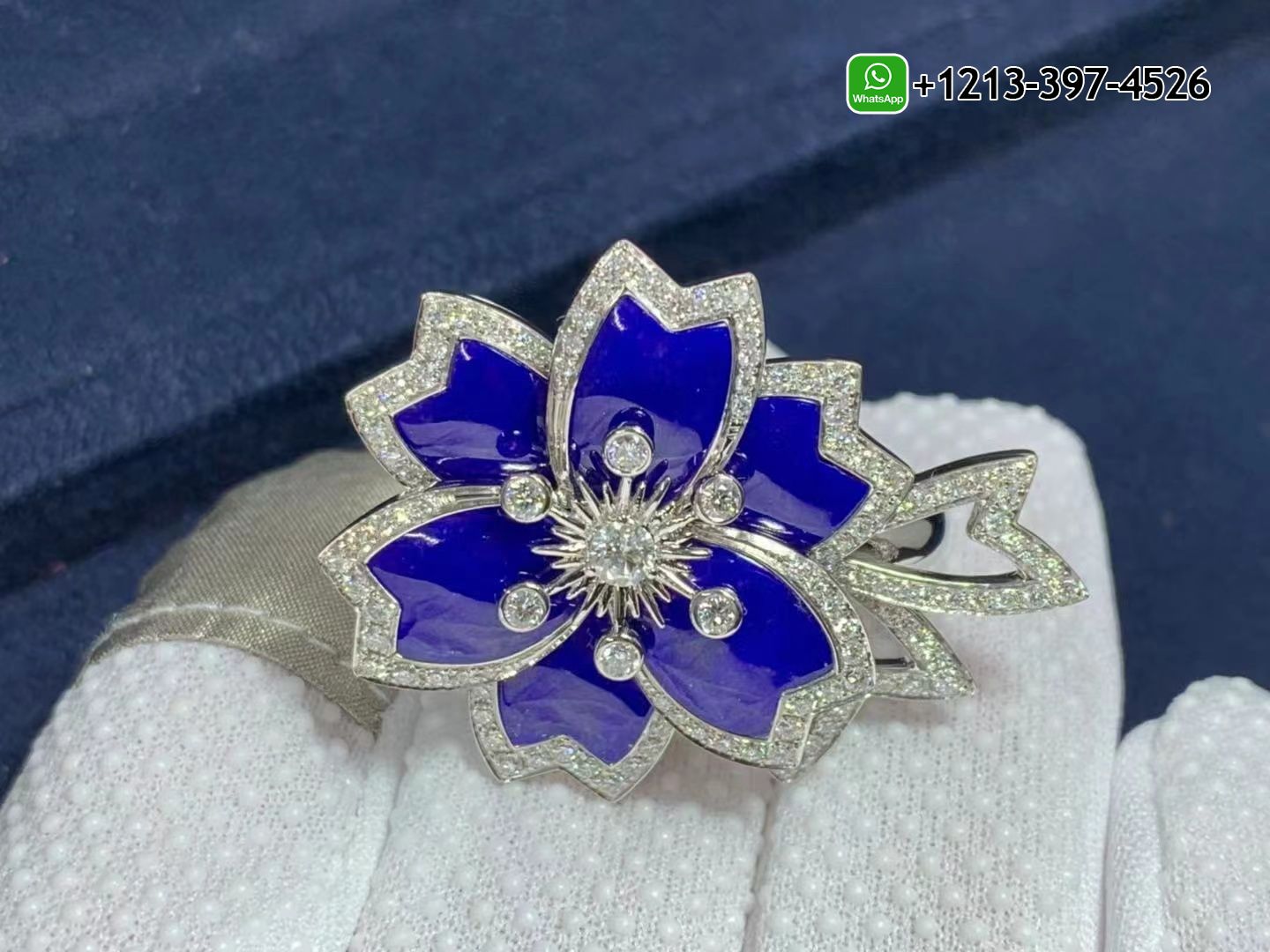 Van-Cleef-Arpels-18k-White-Gold-Diamond-Lapis-Lazuli-Ring-VCARP7EO00-8.jpg Custom Made Best Quality 1:1 Cheap Van Cleef & Arpels 18k White Gold Diamond Lapis Lazuli Ring - High Quality 18k Gold and Diamond Luxury Distinctive Collection Designer Jewelry Customized Factory Price - Image 9